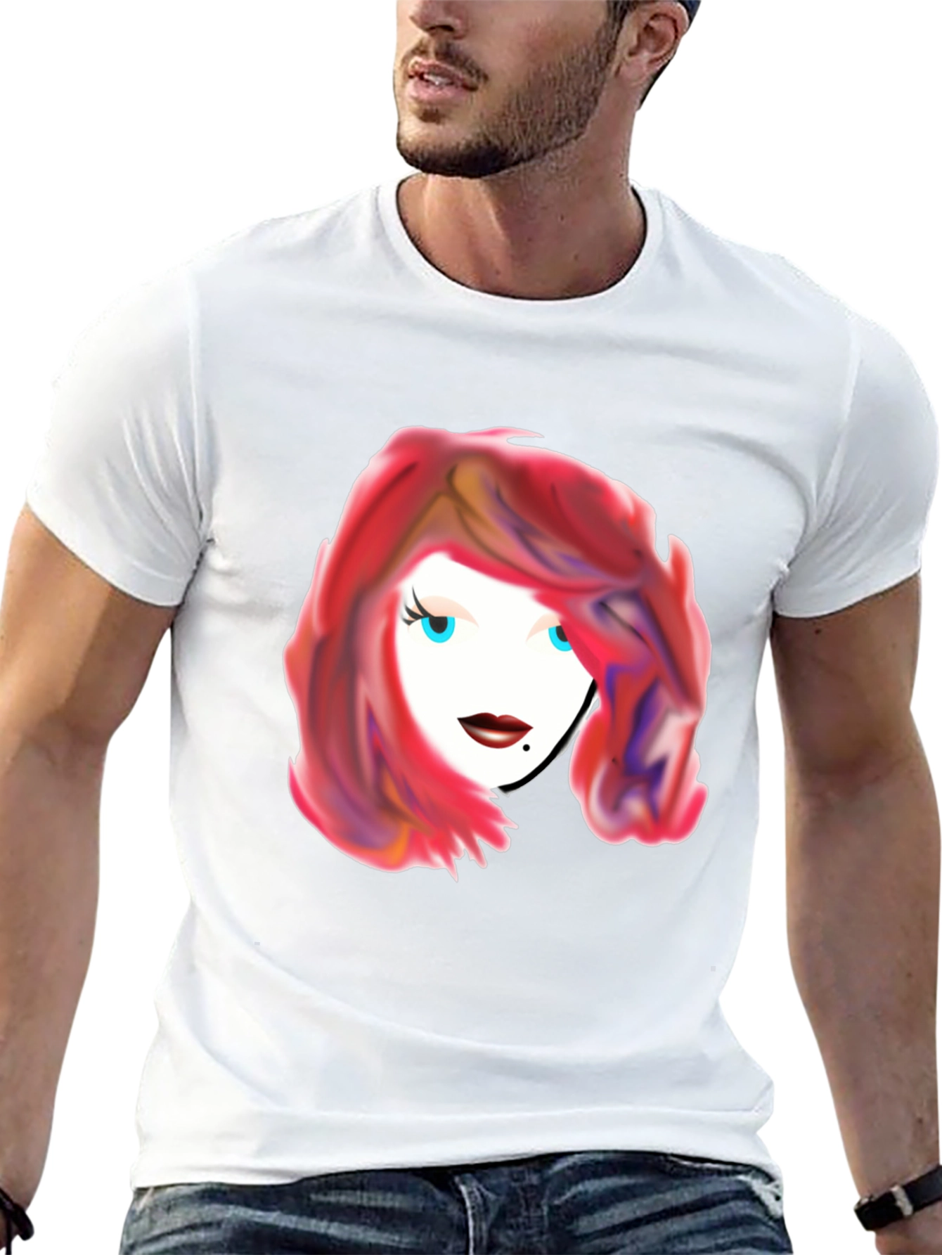 Stylish Graphic Tee - Woman with Red Hair