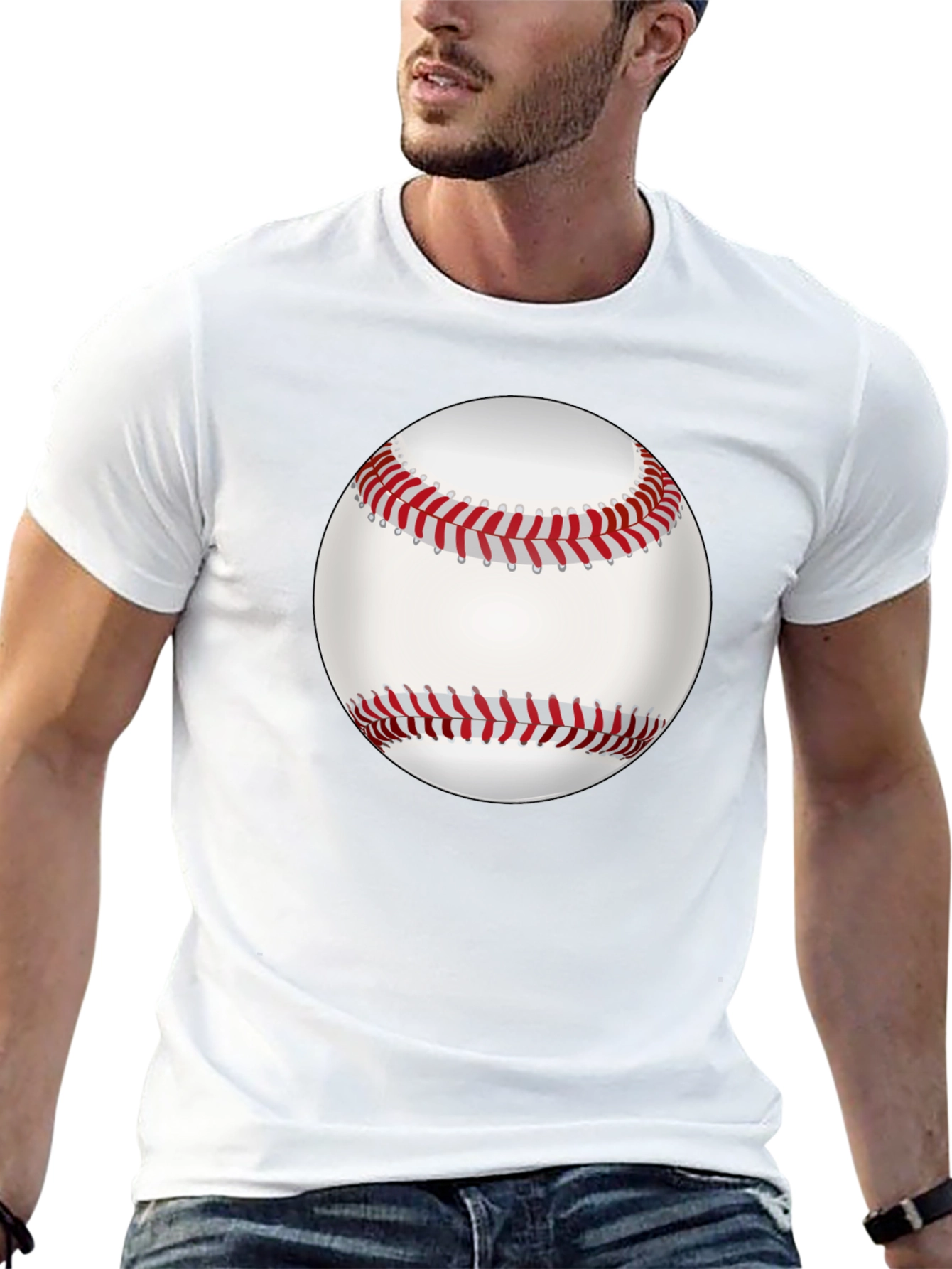 Baseball Graphic Tee - Black Cotton Casual Shirt