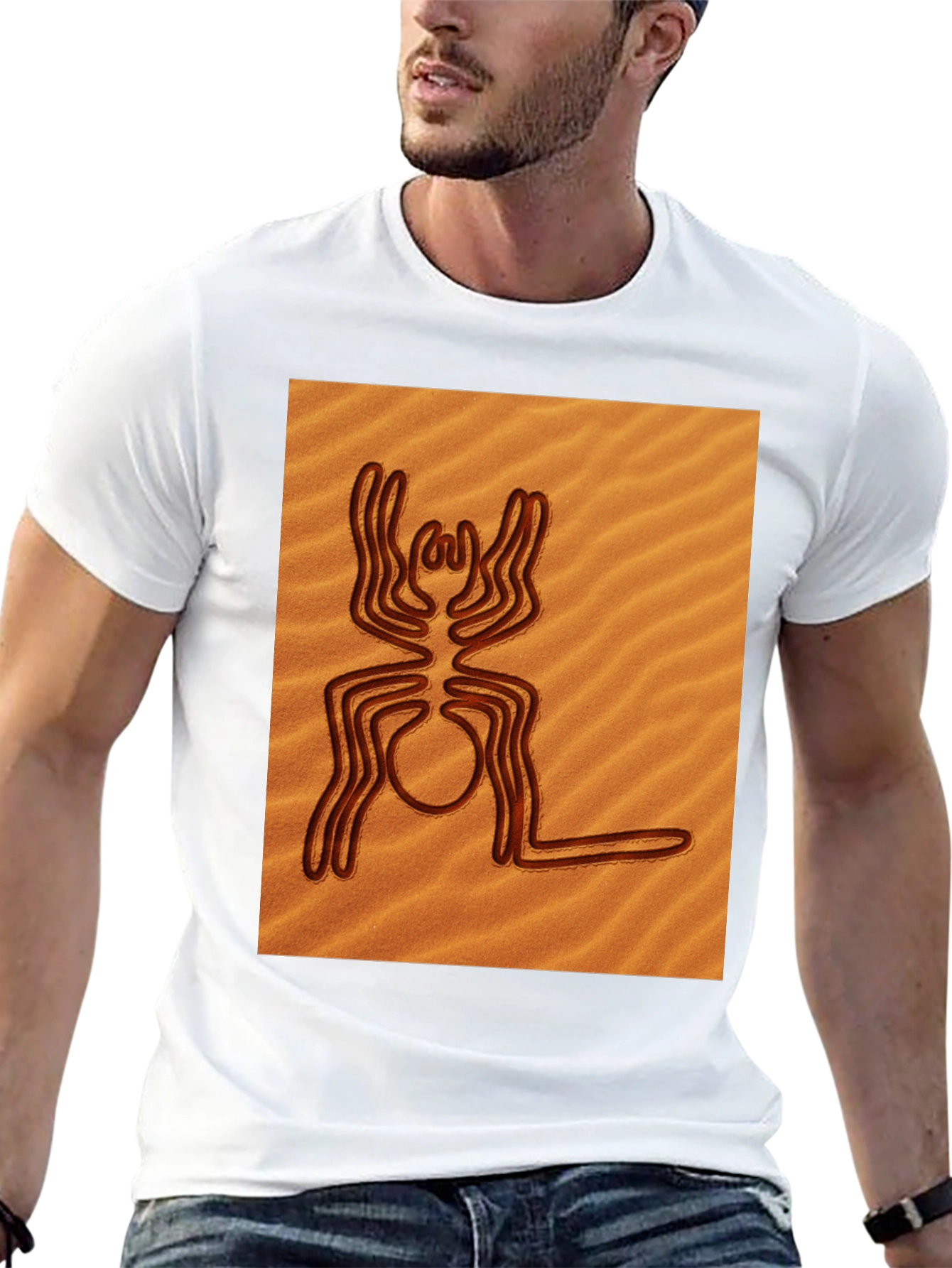 Nazca Lines Spider Graphic Tee - Unique Art Shirt