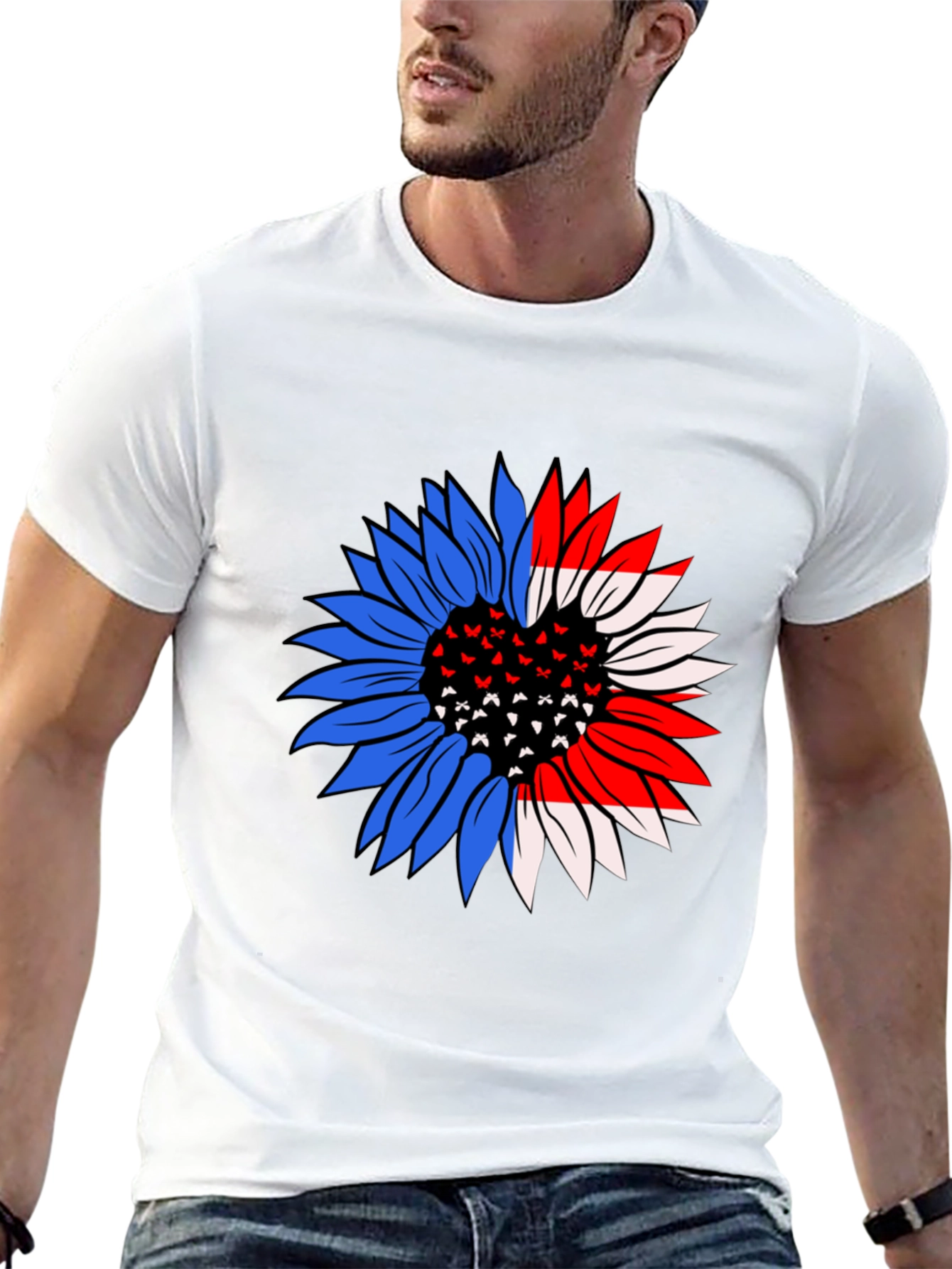Patriotic Sunflower T-Shirt - USA Pride!