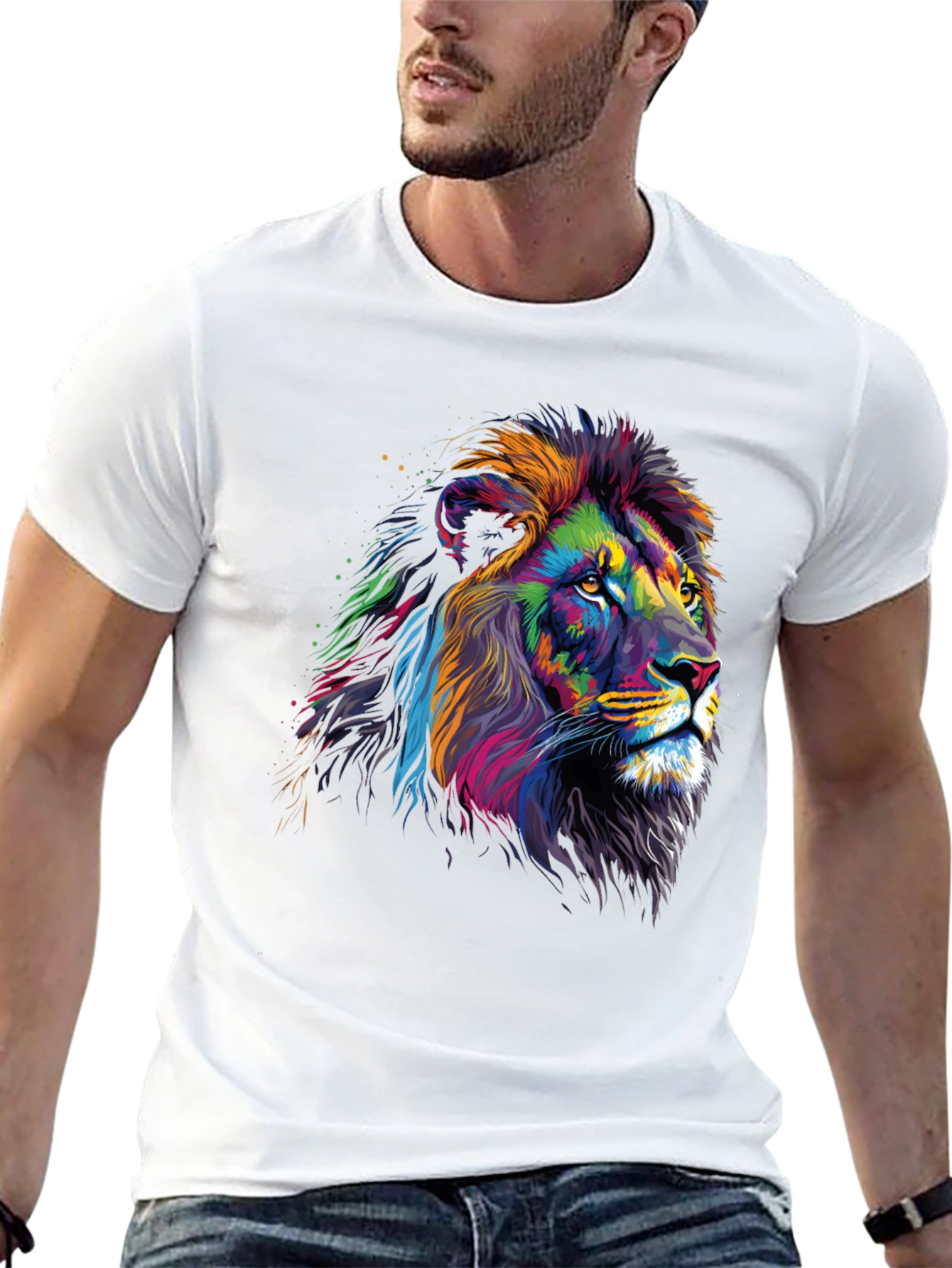 Vibrant Lion Graphic Tee - Bold Statement T-Shirt