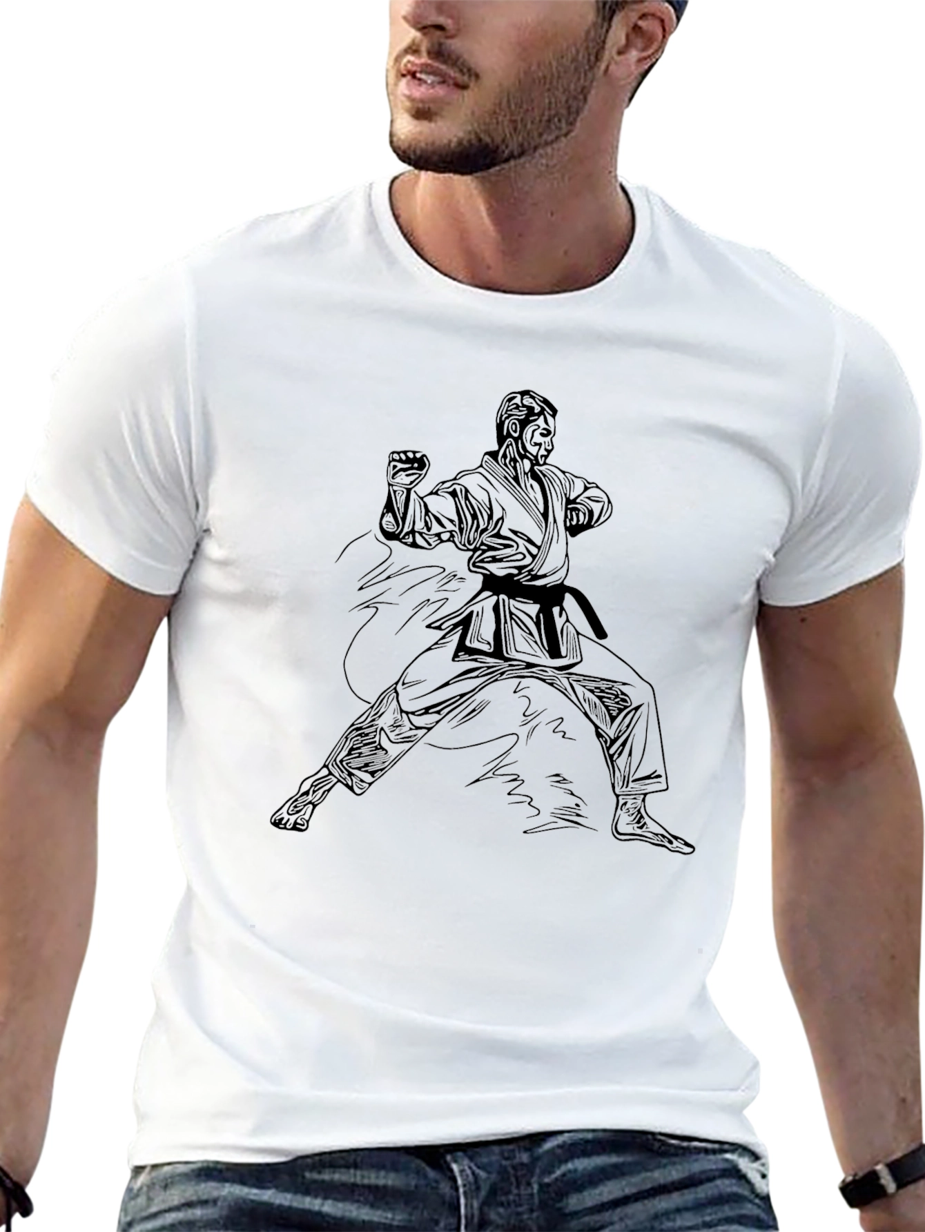 Karate Stance Graphic Black T-Shirt
