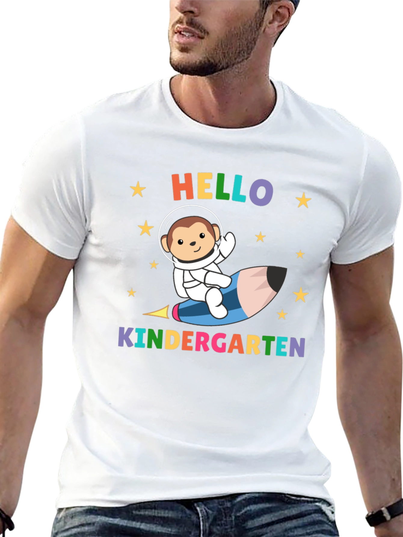 Hello Kindergarten Monkey Astronaut T-Shirt
