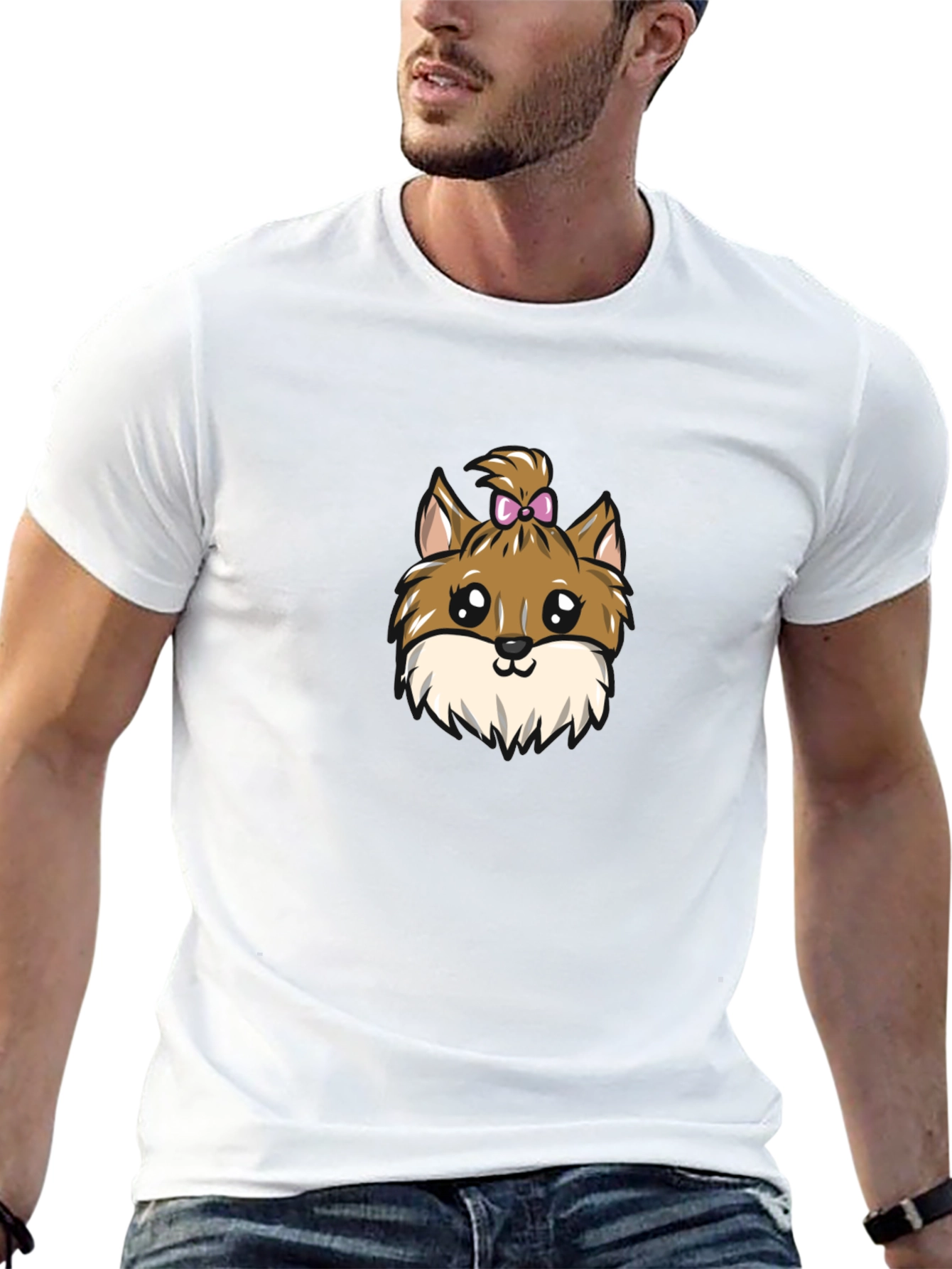 Cute Dog Cartoon Black T-Shirt