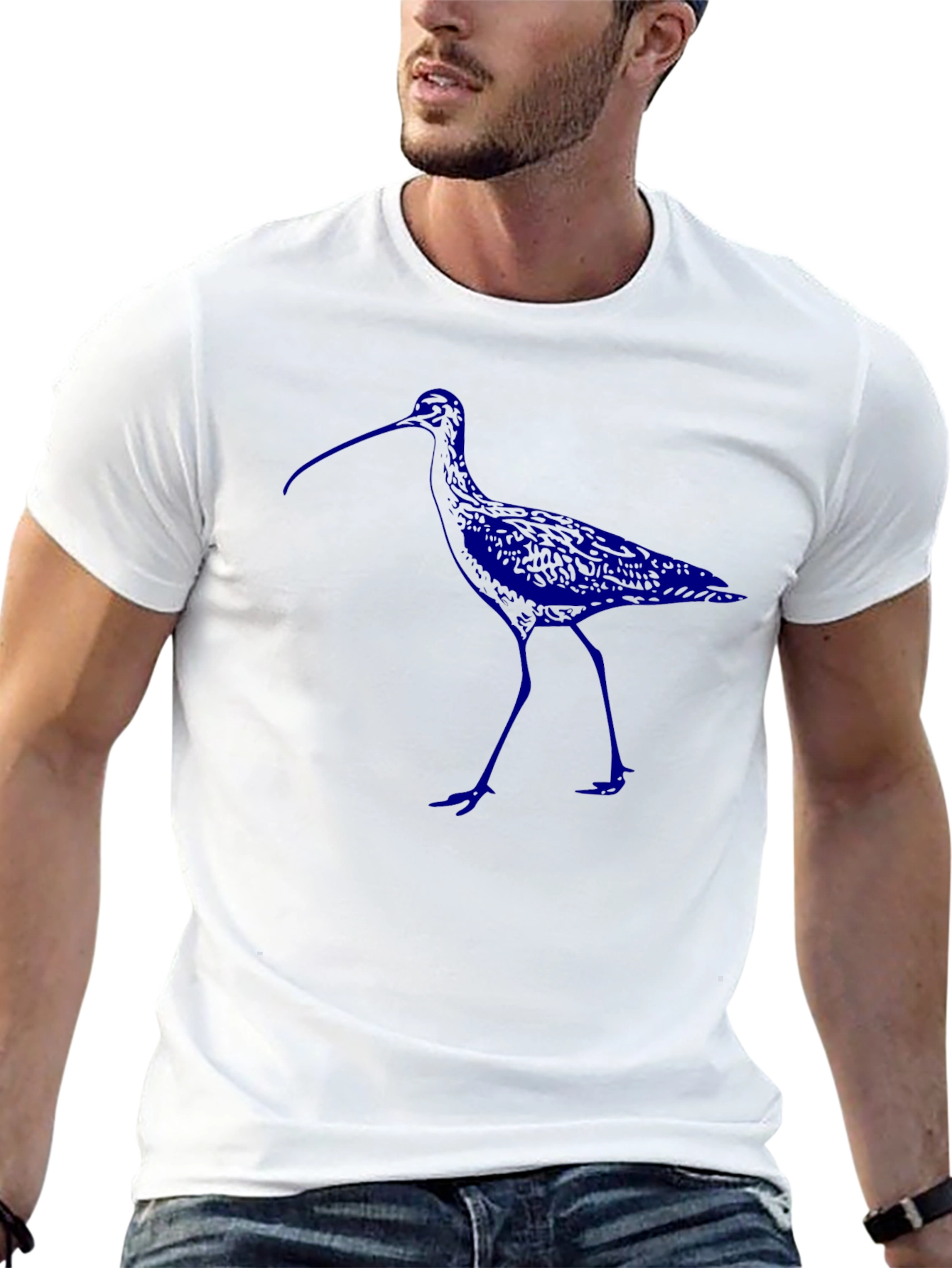 Stylish Black T-Shirt with Blue Bird Design