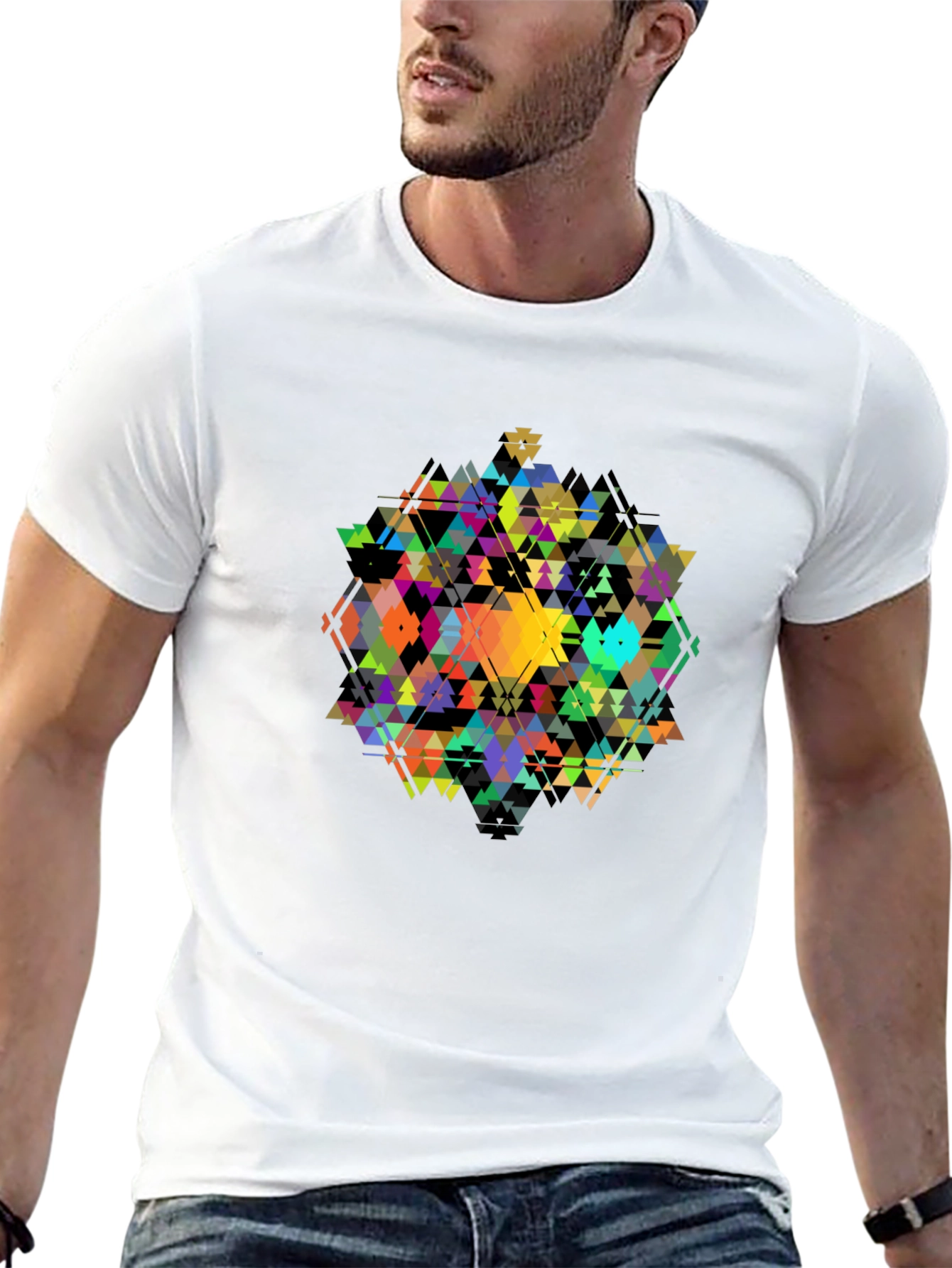 Geometric Triangle Art T-Shirt - Modern Design