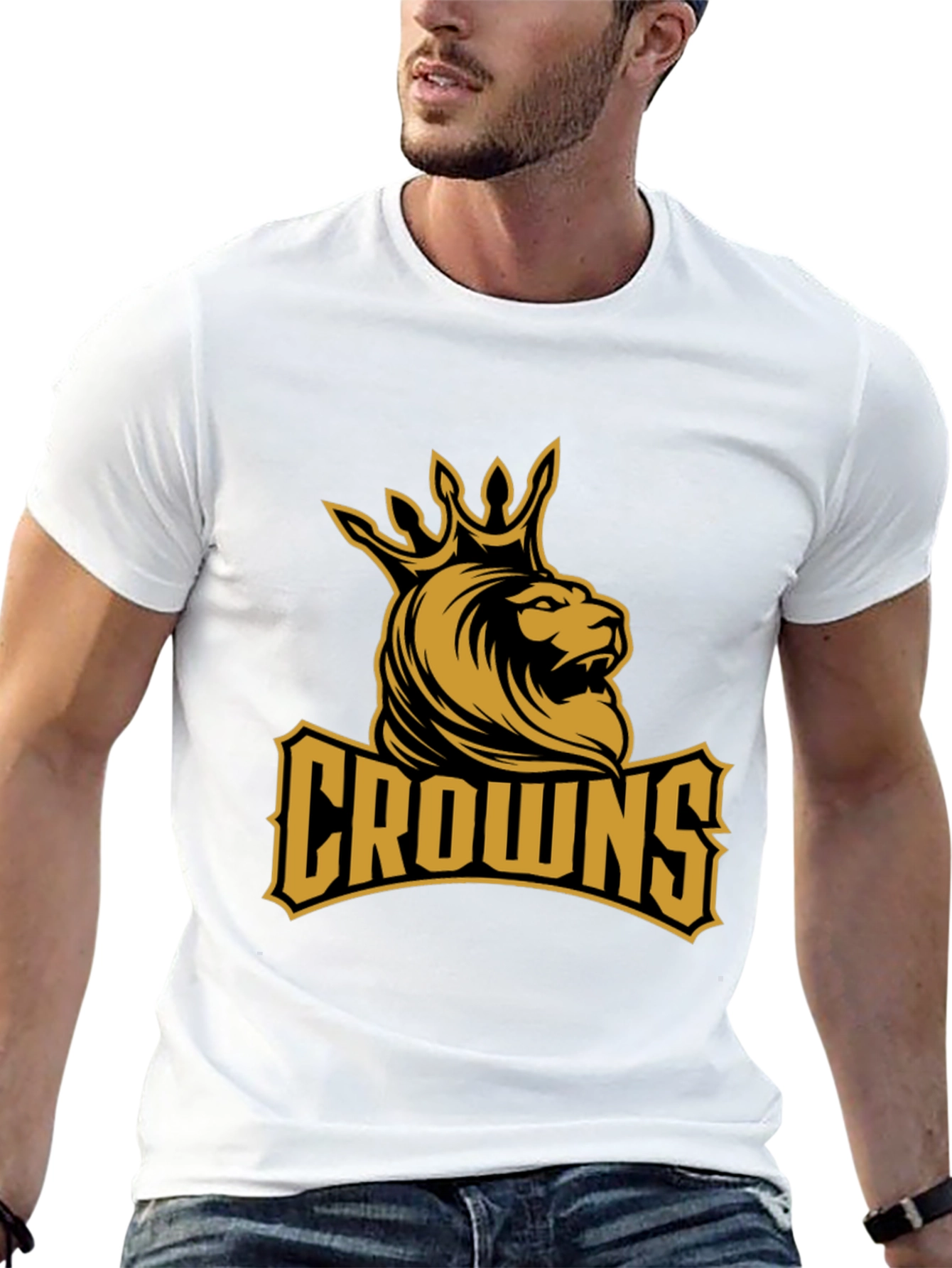 Crowns Lion Graphic Tee - Black Cotton T-Shirt