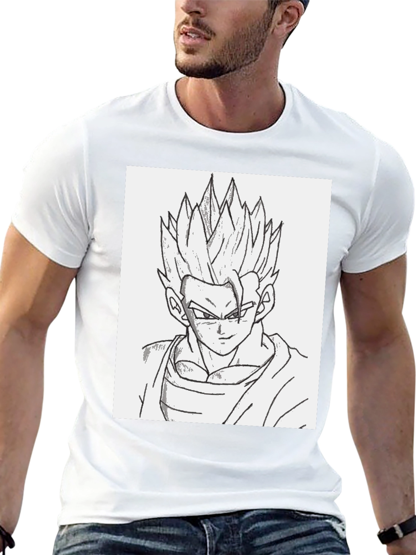 Anime Gohan Sketch Black T-Shirt