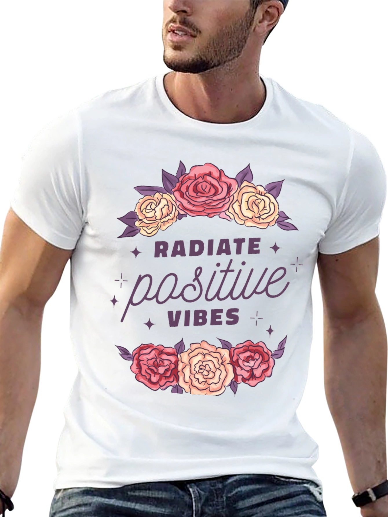 Radiate Positive Vibes Floral Graphic T-Shirt