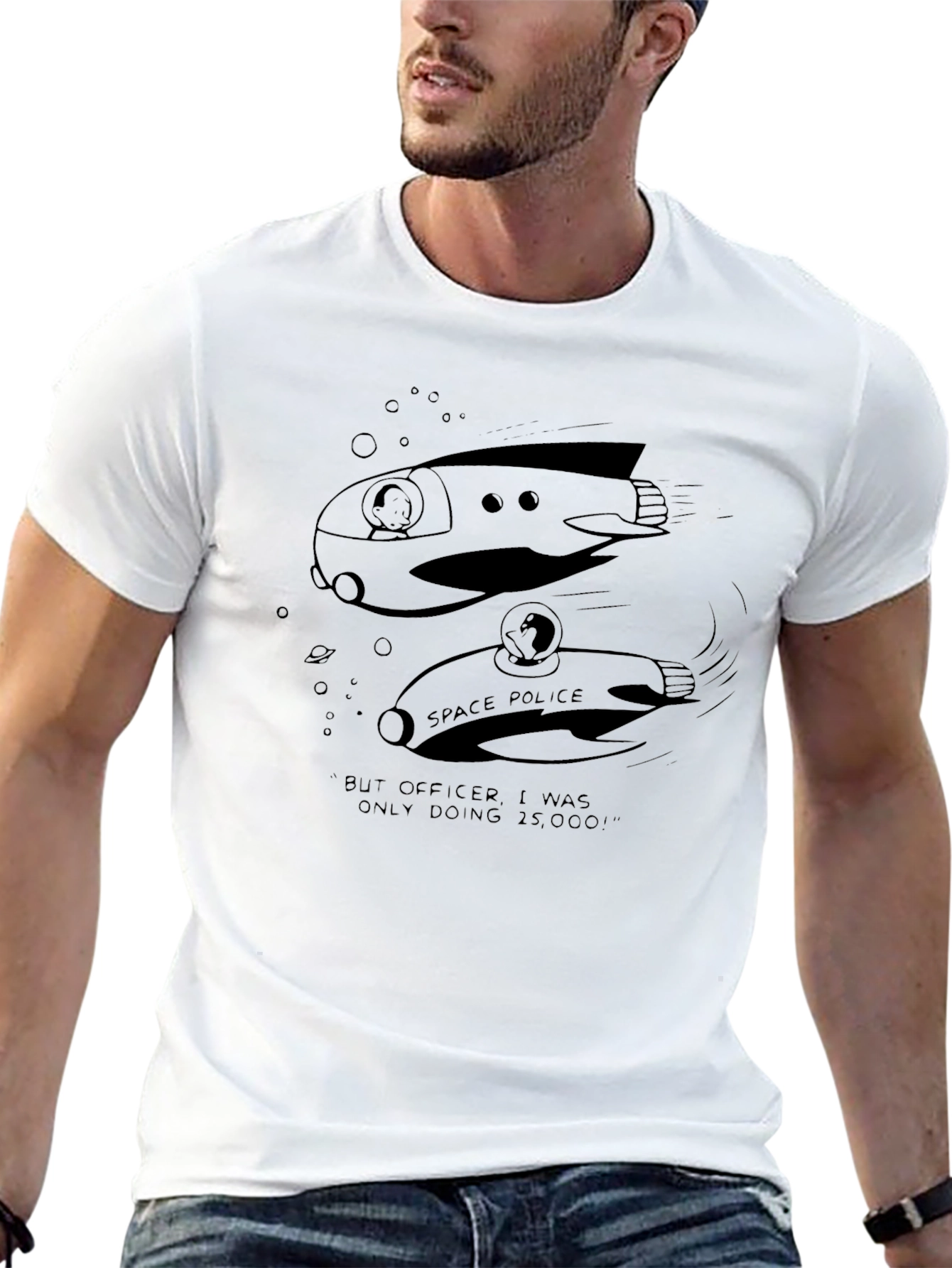 Space Police Cartoon Graphic Tee