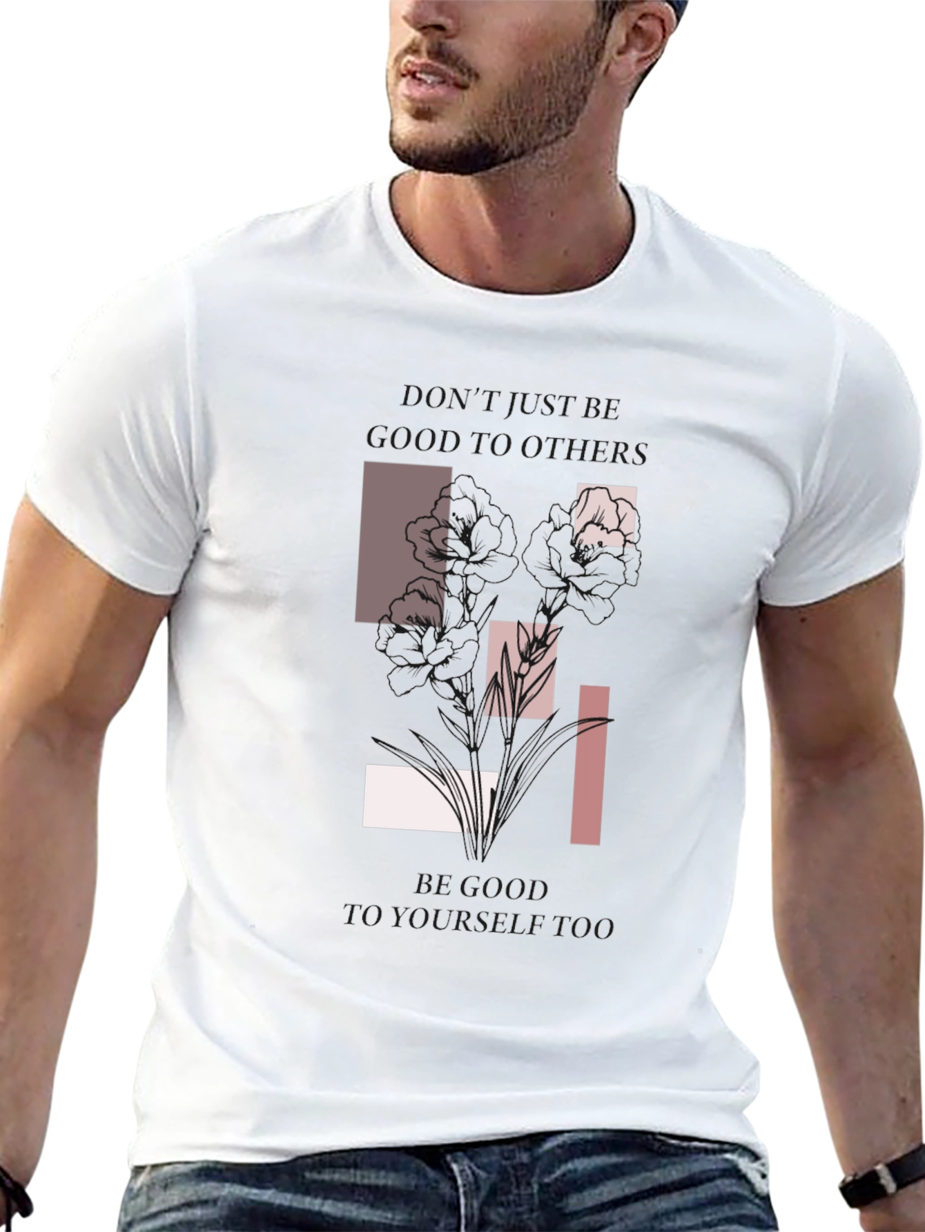 Abstract Floral Graphic Print Black T-Shirt