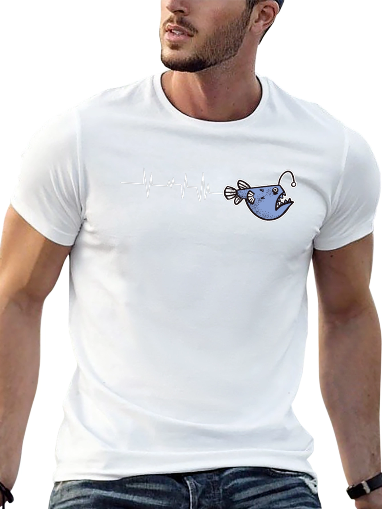 Anglerfish Heartbeat Graphic Tee - Black
