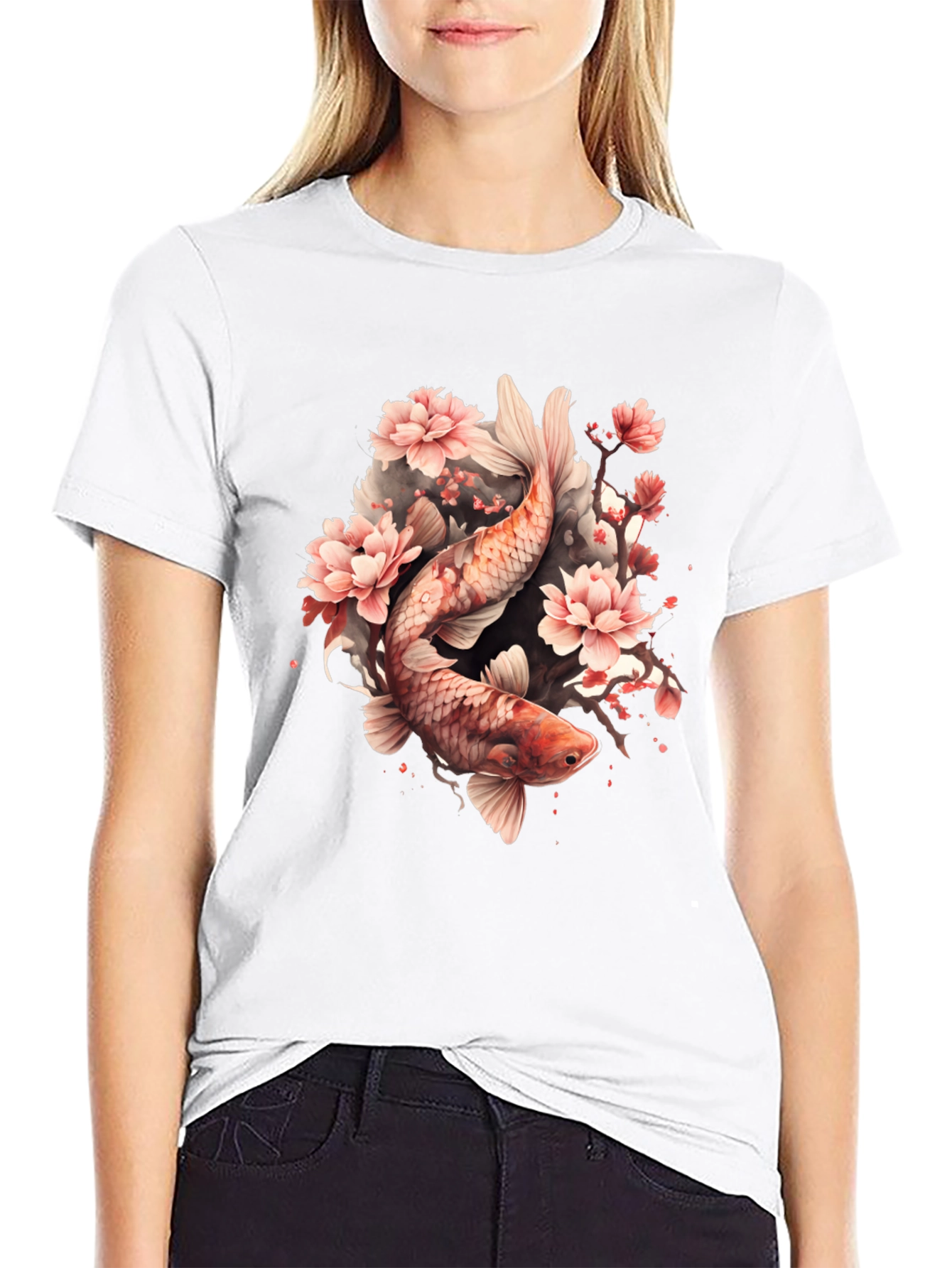 Koi Fish & Cherry Blossom Graphic Tee