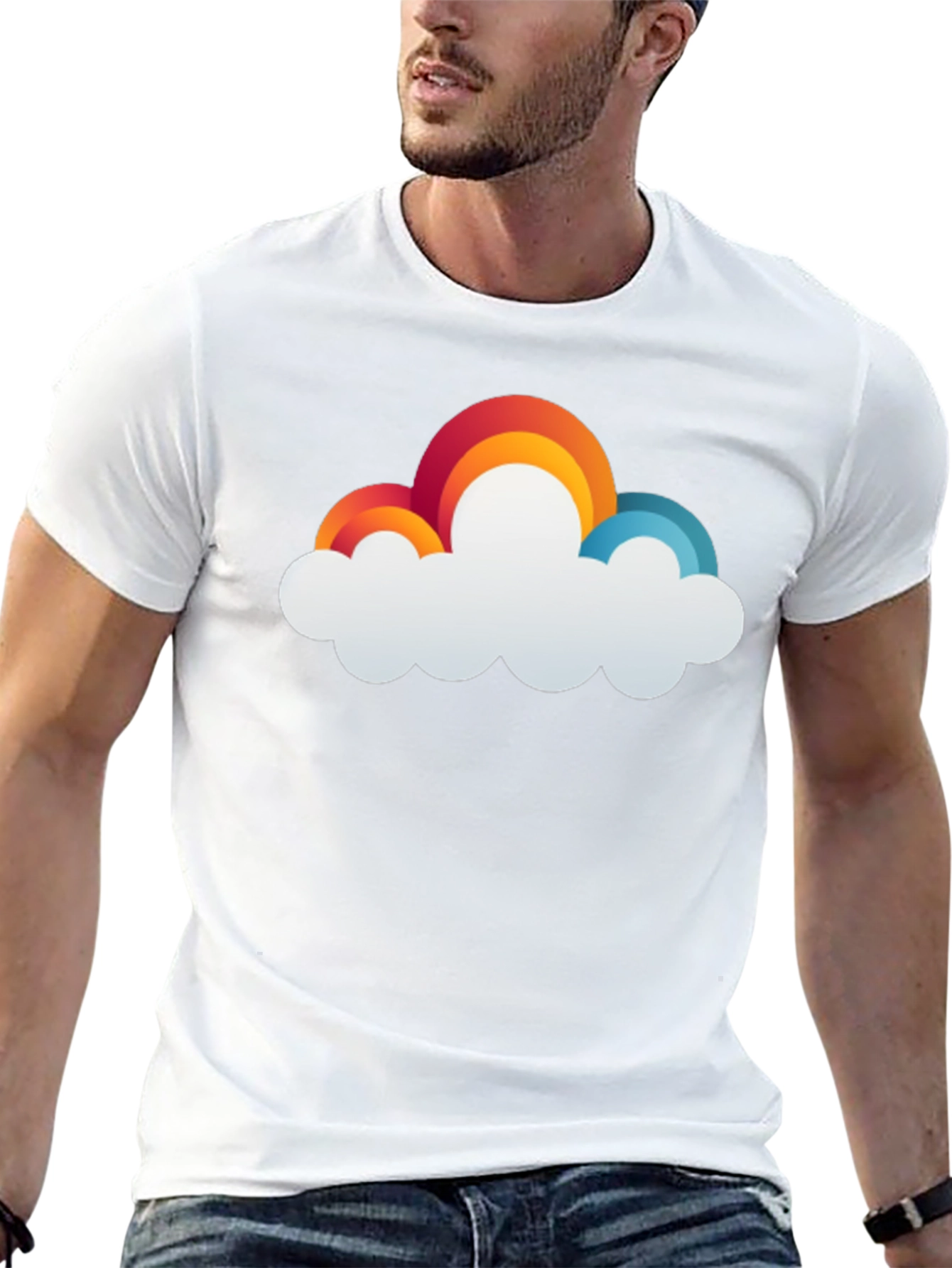 Rainbow Cloud Graphic T-Shirt - Comfort & Style