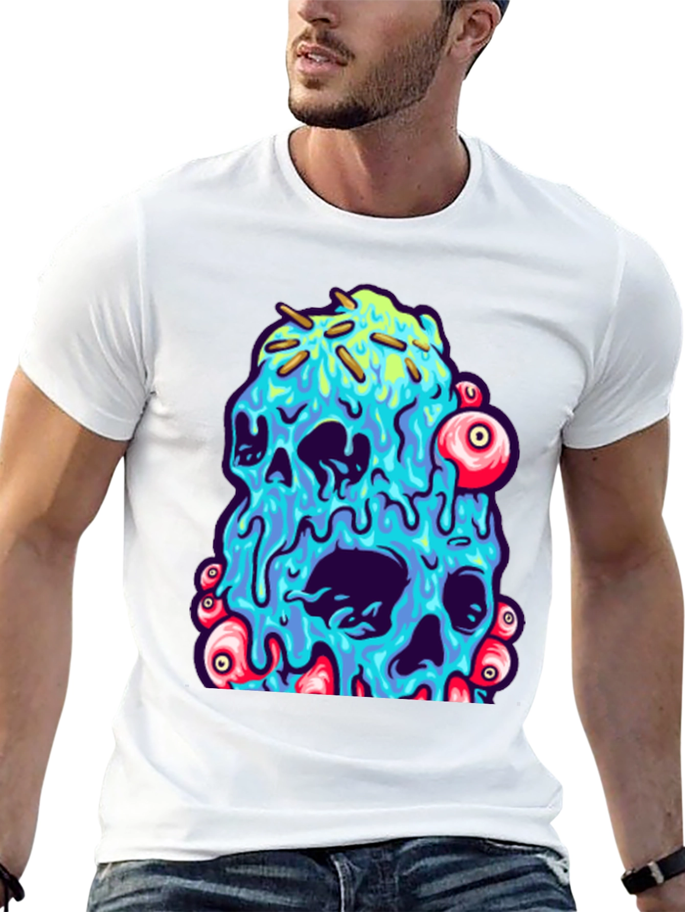 Melting Skull Graphic Tee - Unique Design