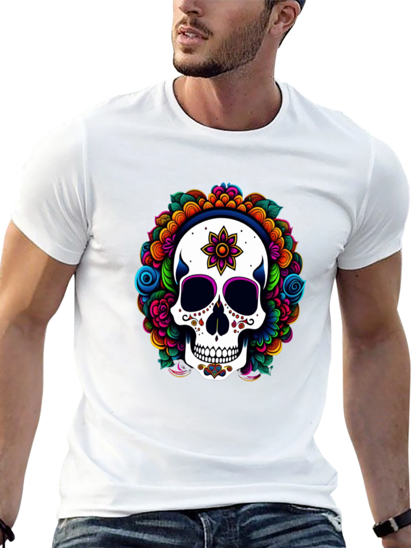 Sugar Skull Floral Graphic T-Shirt