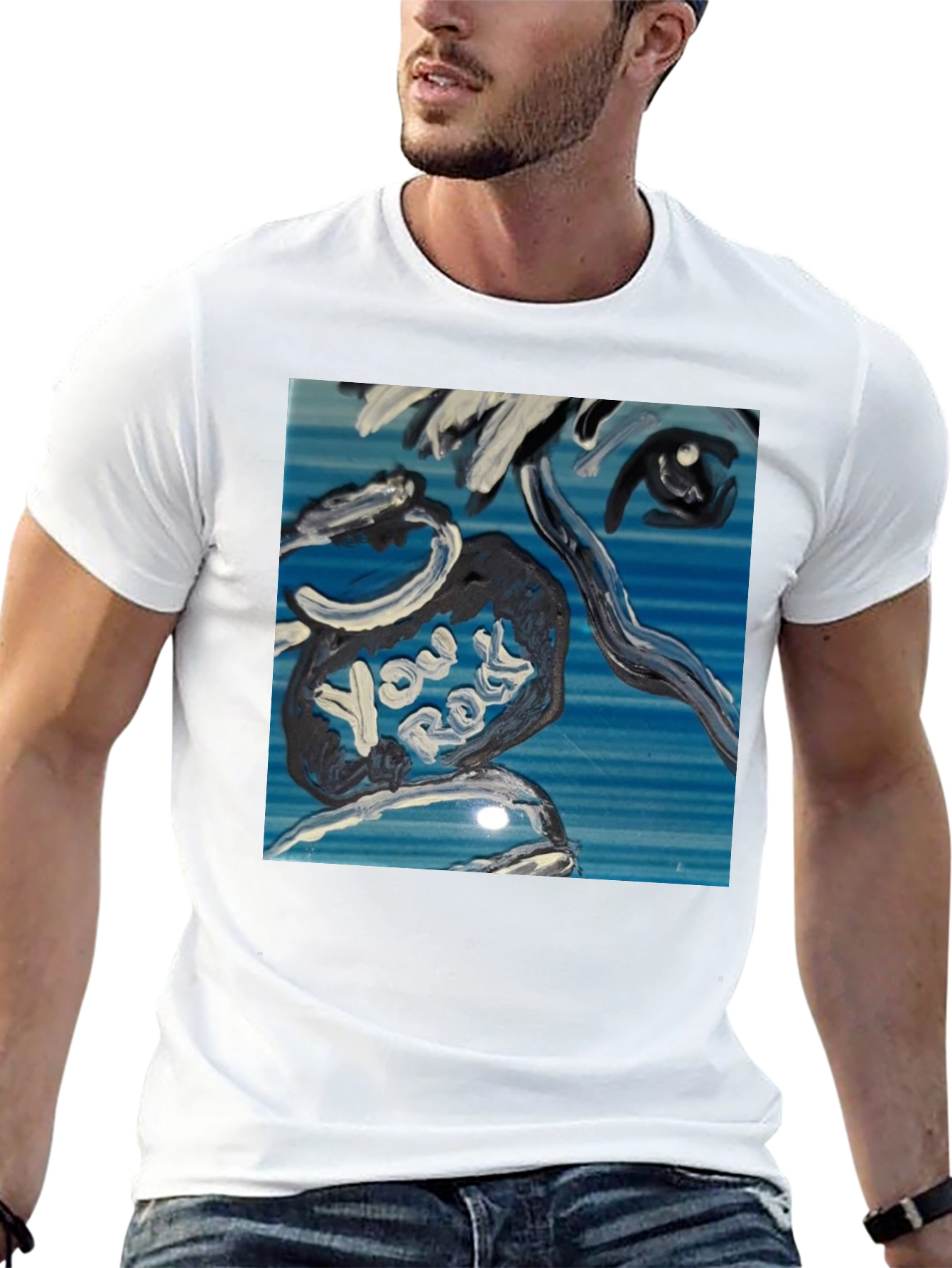 Abstract You Rock Graphic Black T-Shirt