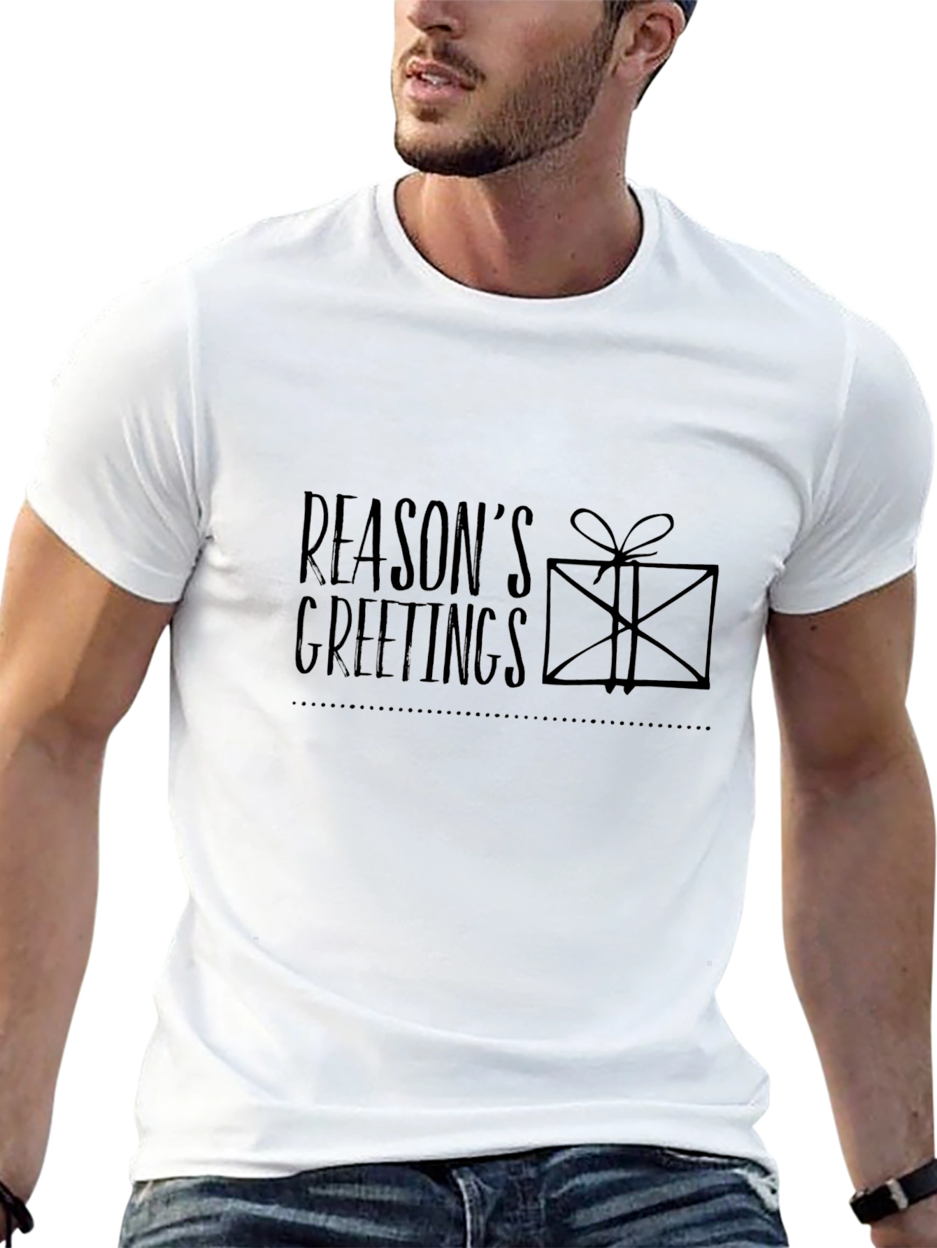 Reasons Greetings Graphic Tee - Black Cotton Holiday Shirt