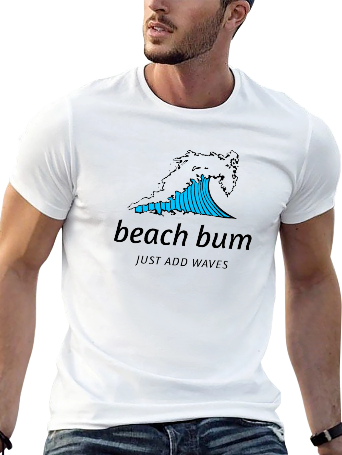 Beach Bum Wave Graphic Black T-Shirt