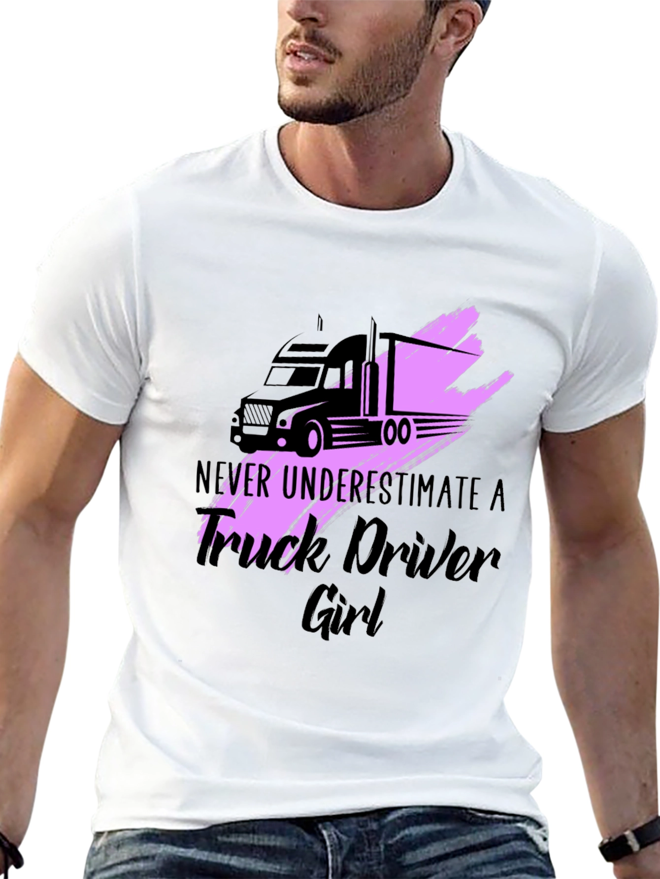 Truck Driver Girl Graphic Tee - Black