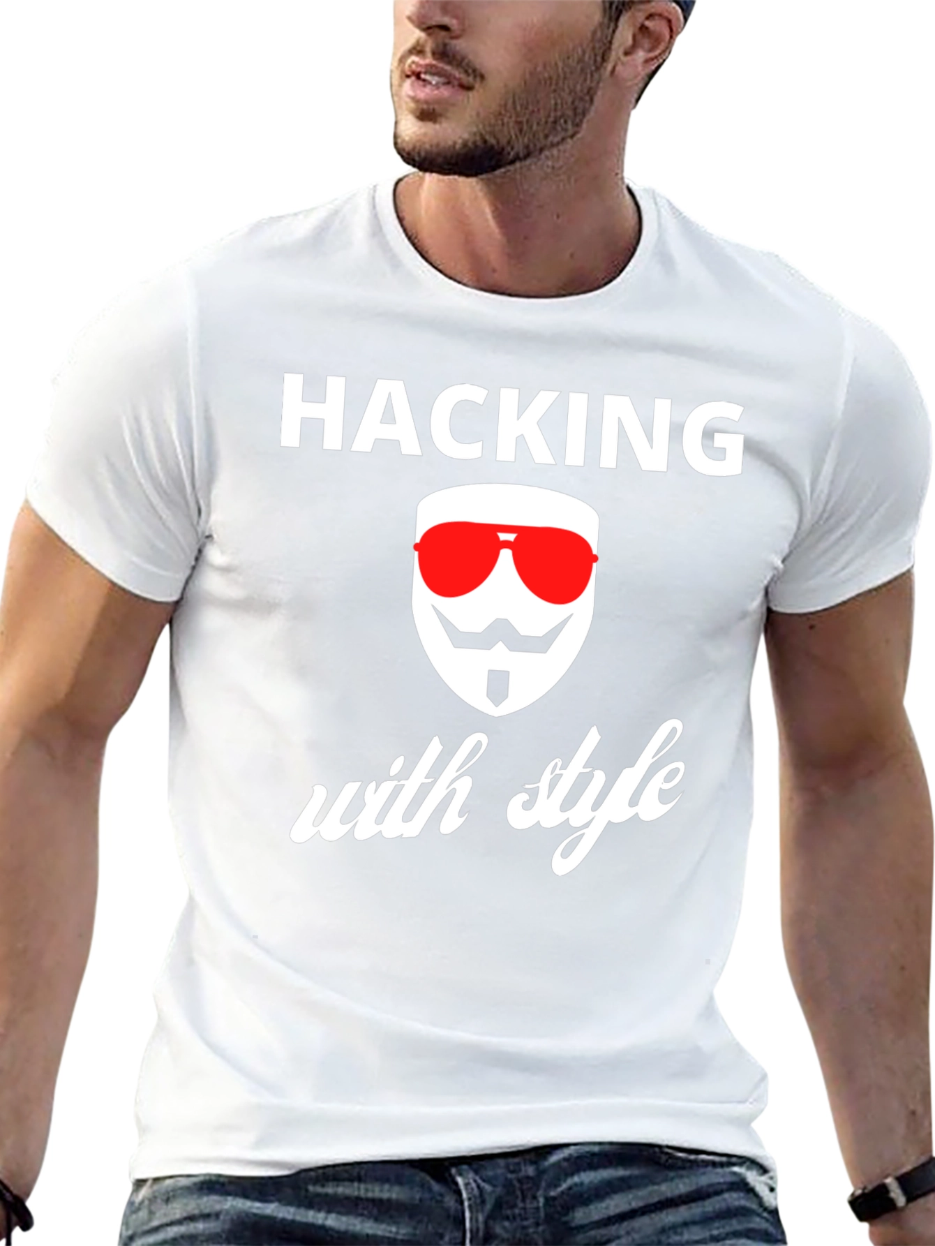 Hacking with Style T-Shirt - Anonymous Mask Graphic Tee