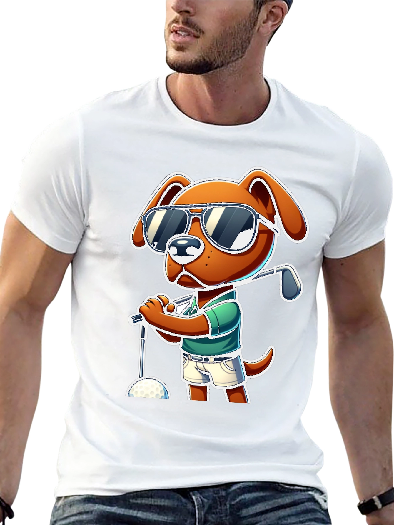Dog Golfer T-Shirt - Cool Cartoon Design