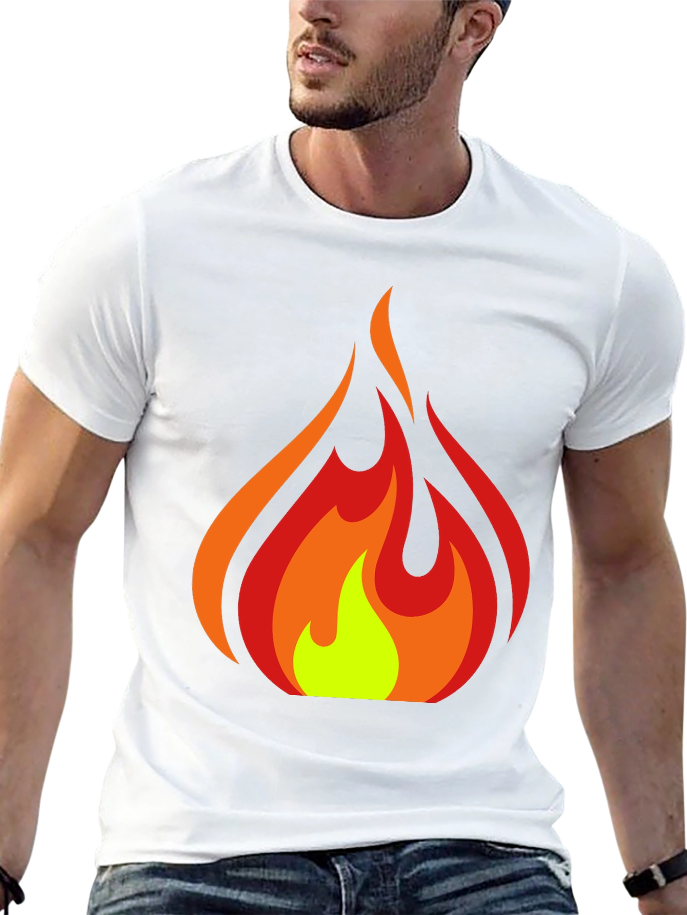 Fiery Graphic Tee - Bold Flame Design