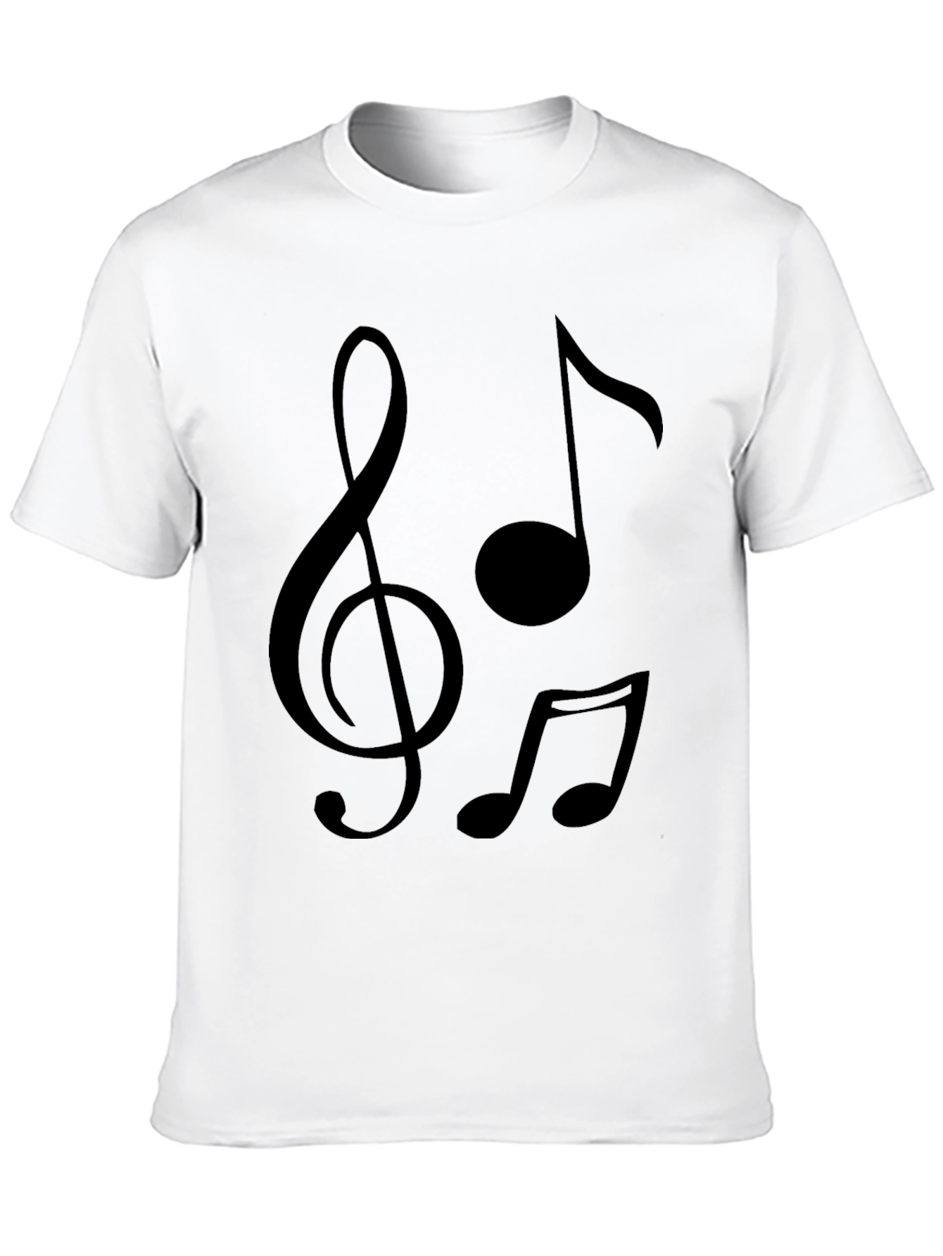 Musical Notes Graphic T-Shirt - Black Crew Neck Tee