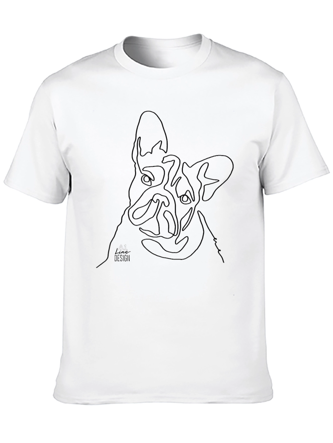 Line Art French Bulldog T-Shirt - Black
