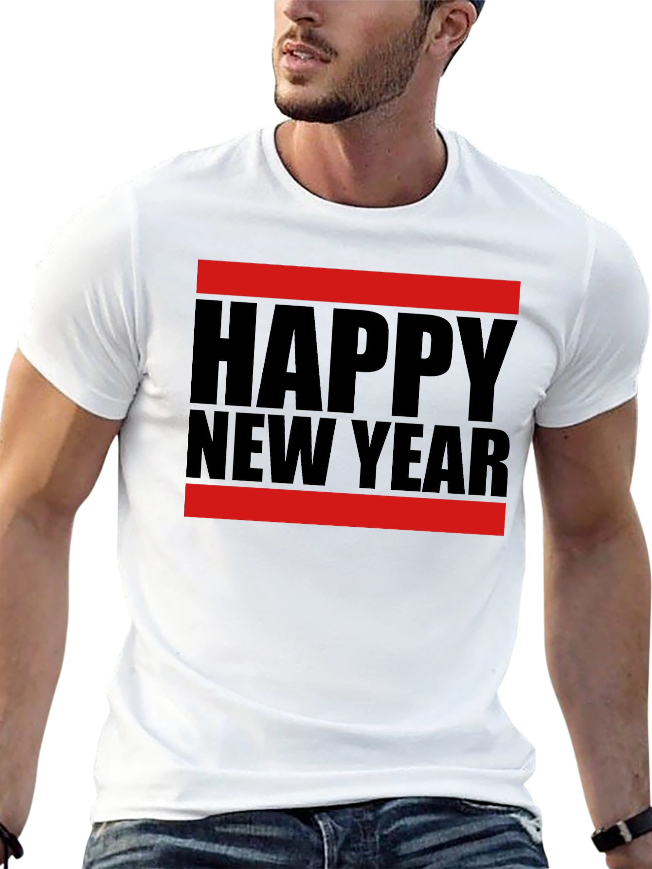 Happy New Year Graphic T-Shirt - Black