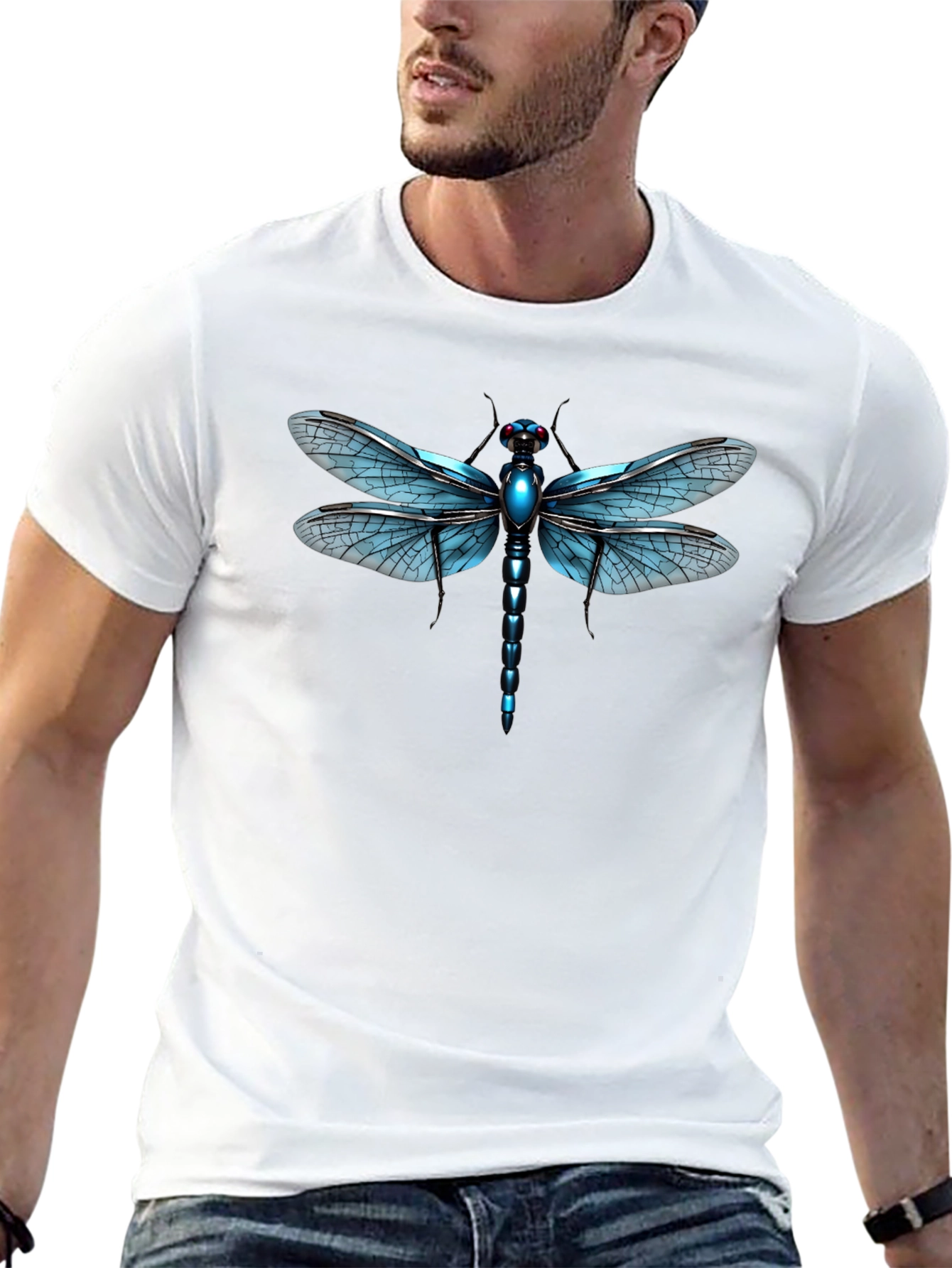 Dragonfly Graphic Tee - Black Cotton T-Shirt