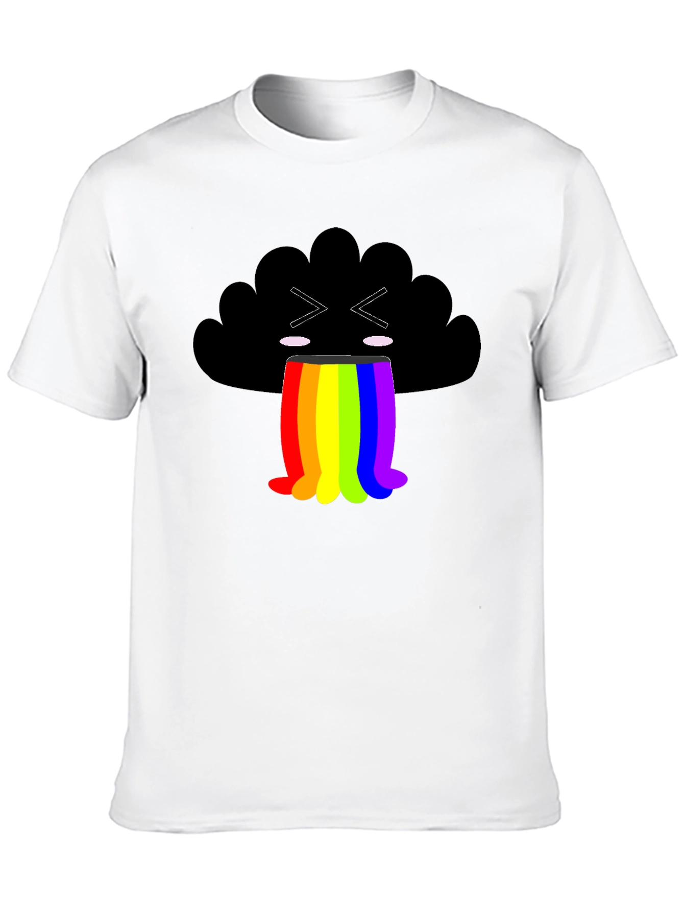 Rainbow Puke Cloud Graphic Tee - Soft Cotton Shirt