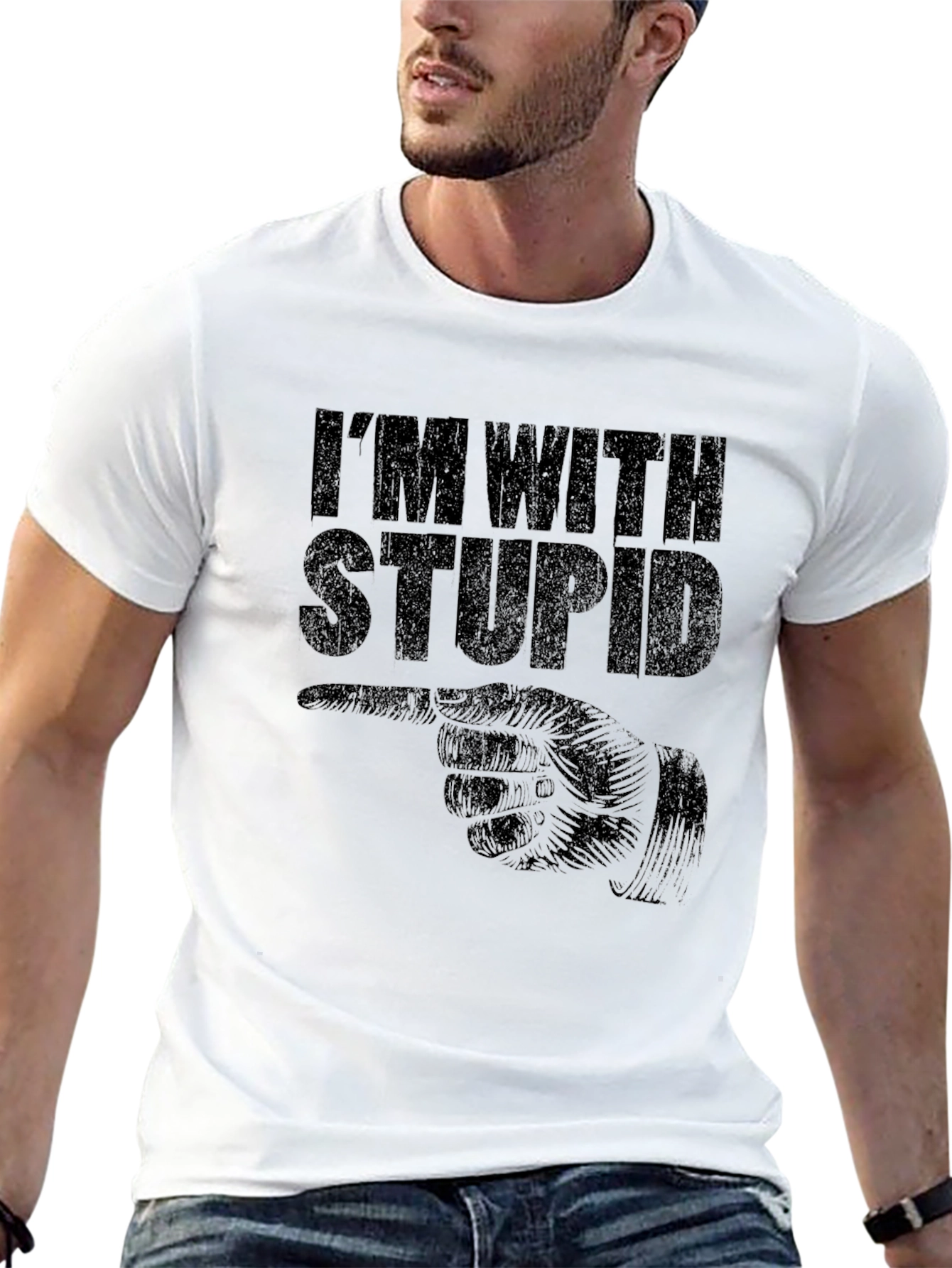 Im With Stupid T-Shirt Funny Novelty Tee