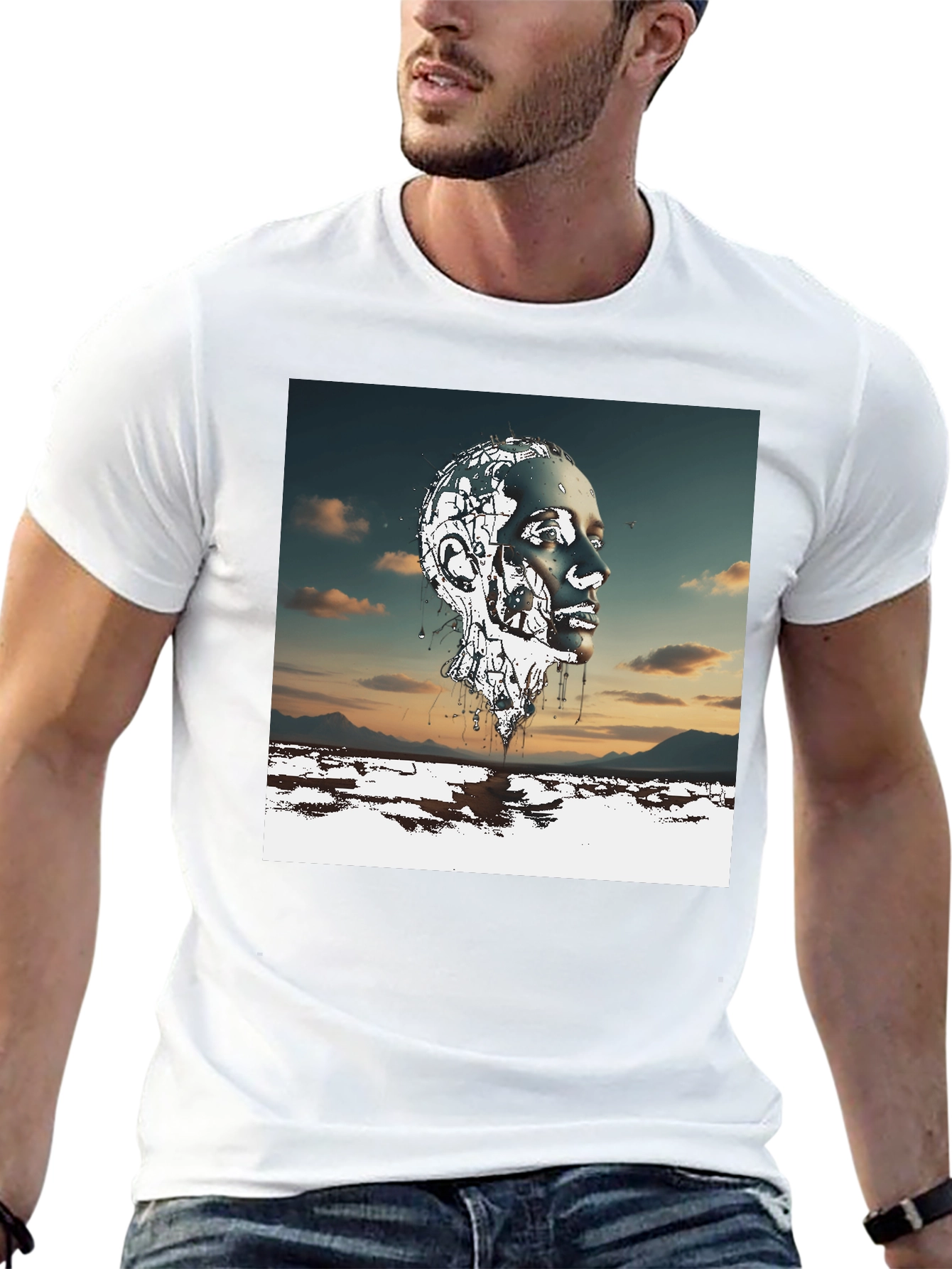 Abstract Head Black T-Shirt