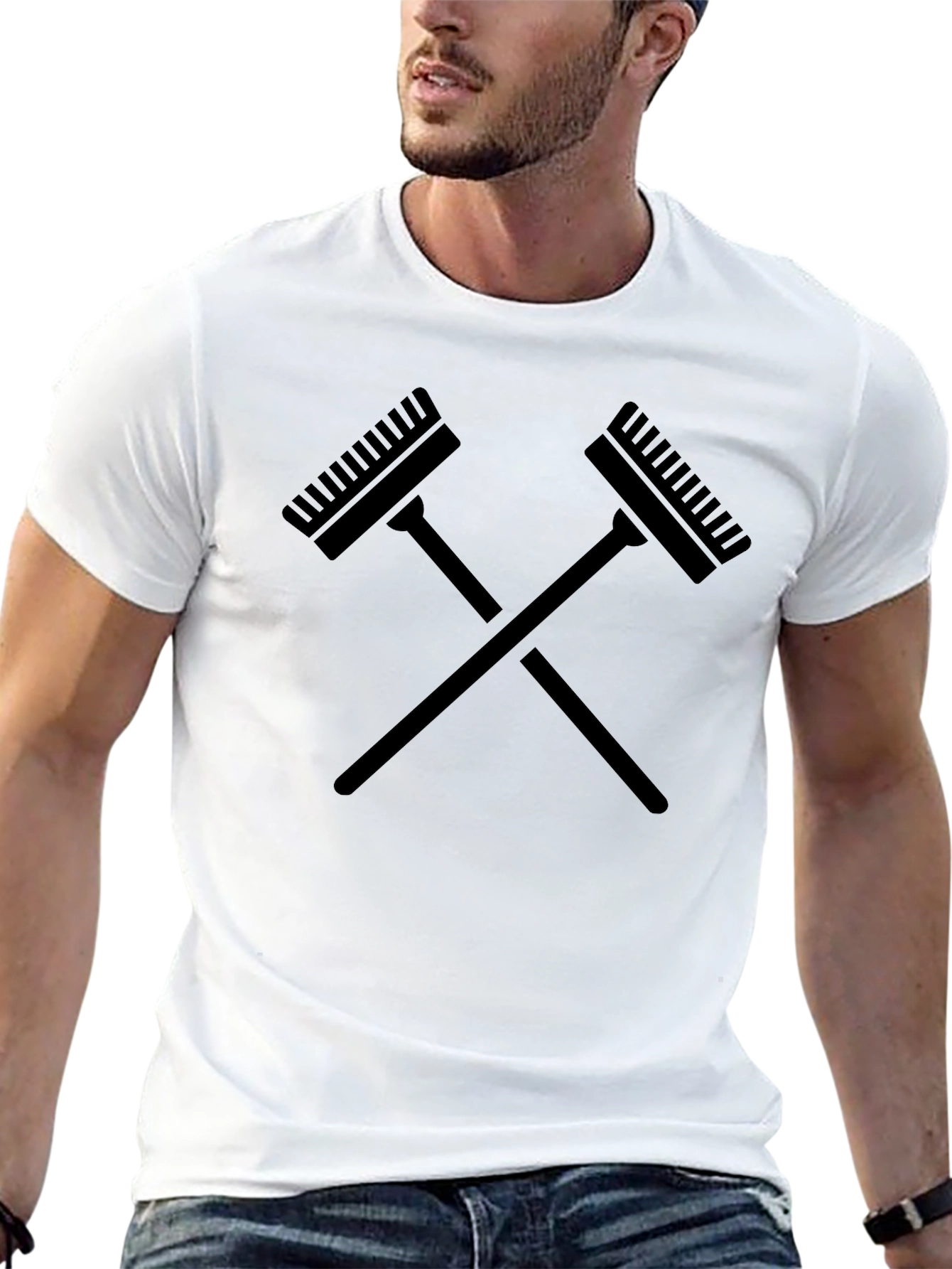 Crossed Rakes Graphic Tee - Stylish Mens Black T-Shirt
