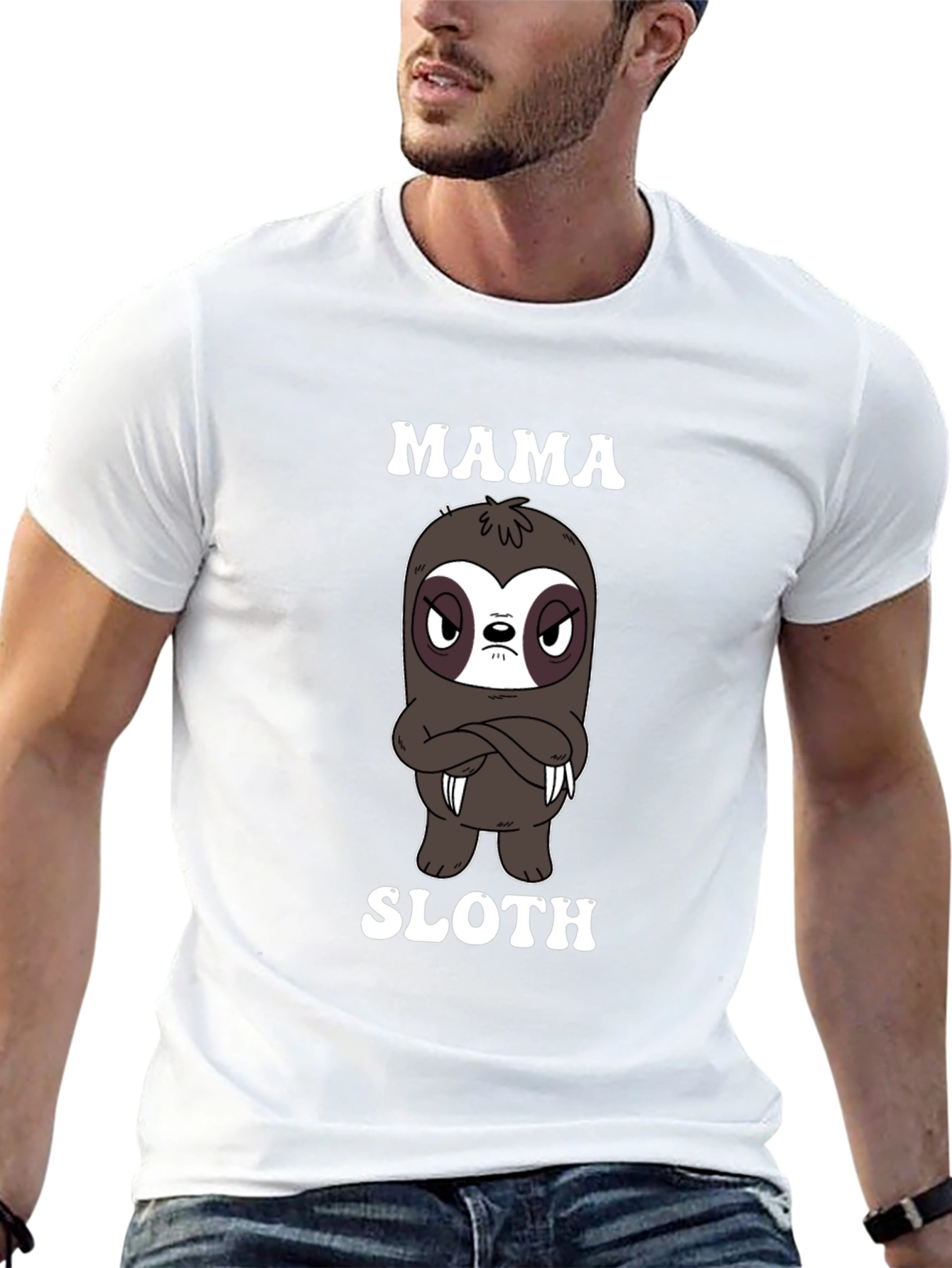 Mama Sloth Cartoon Graphic T-Shirt