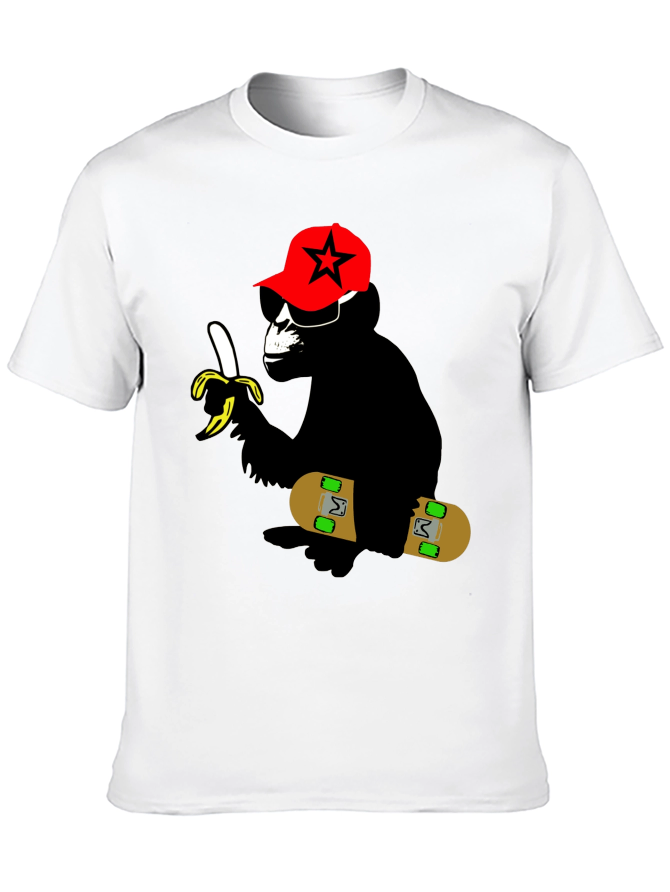 Cool Monkey Skateboarder Graphic Tee - Black