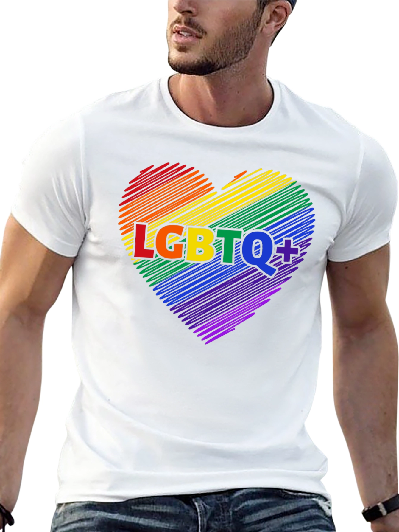LGBTQ+ Rainbow Heart Graphic Tee