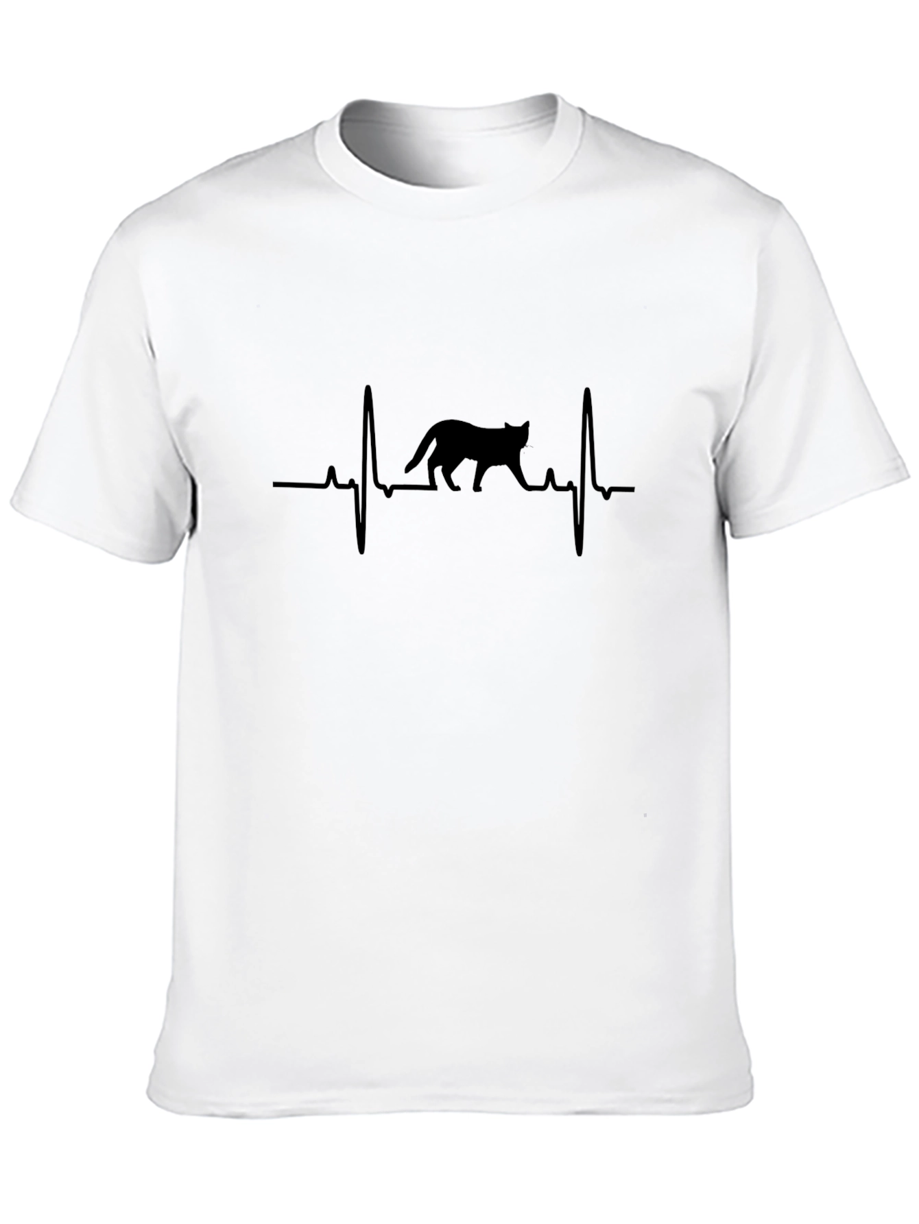 Cat Lifeline Graphic Tee - Black Cotton Comfort
