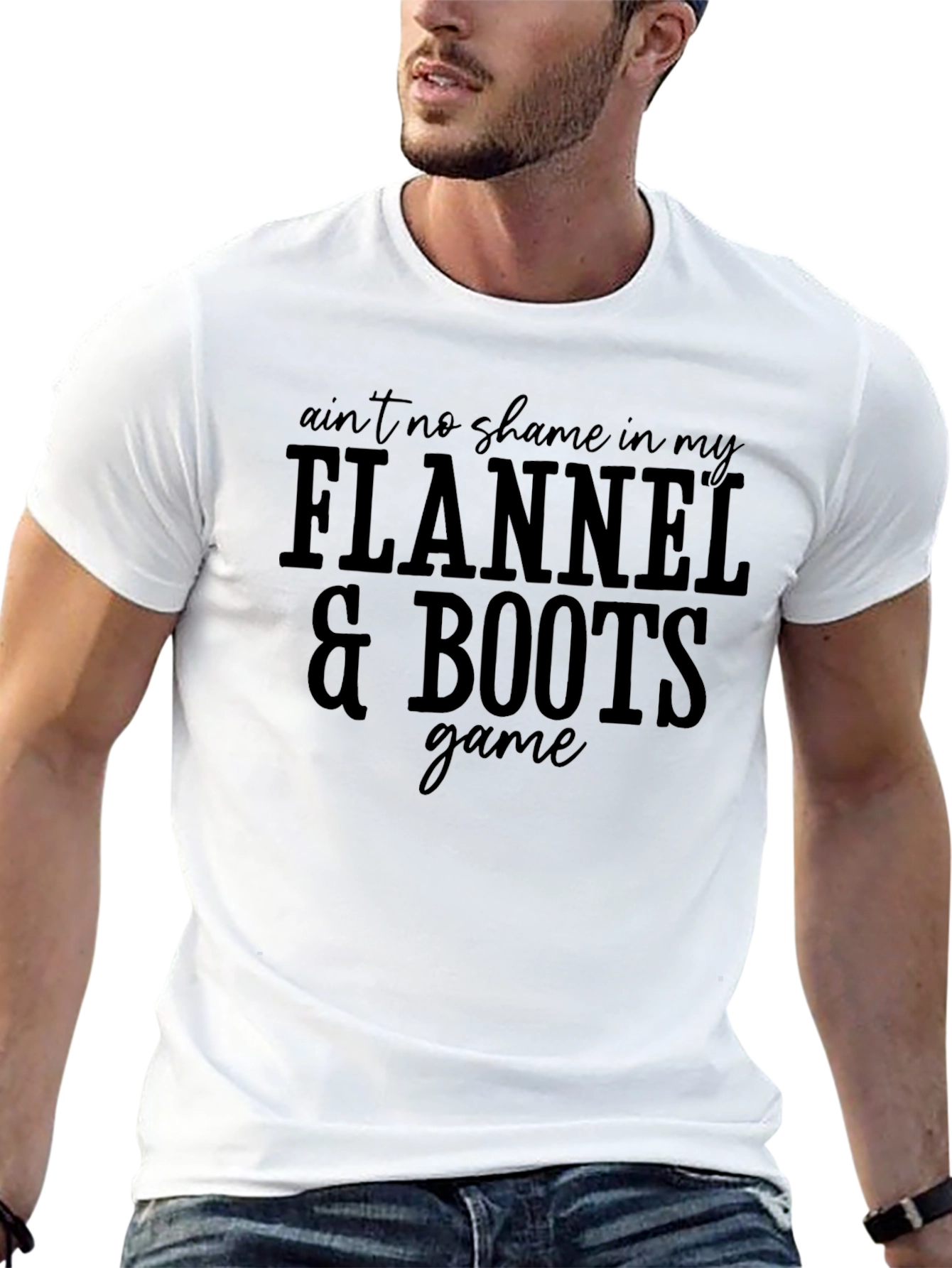 Flannel & Boots Game T-Shirt - Black Crew Neck