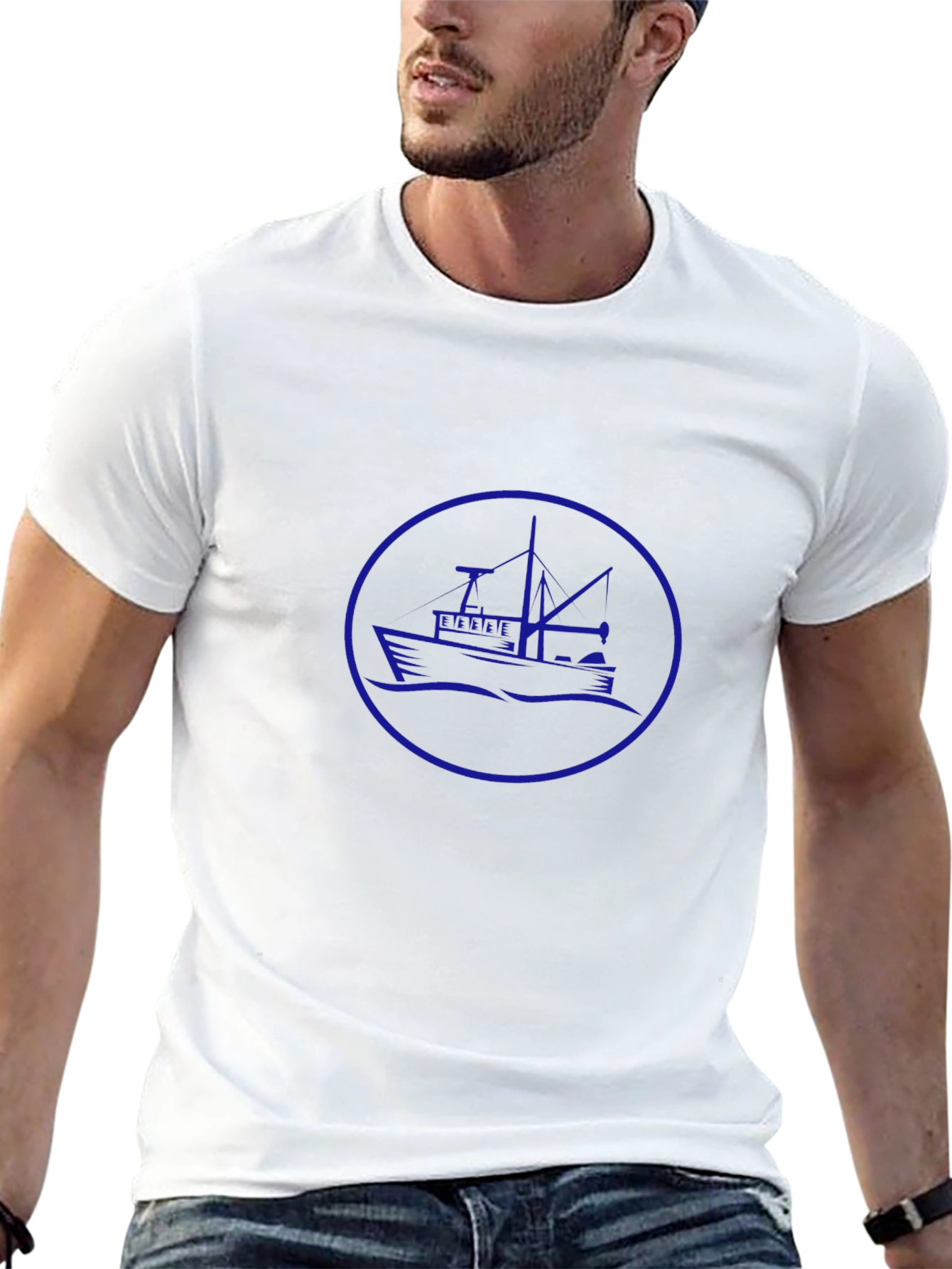 Nautical T-Shirt - Blue Boat Graphic Tee