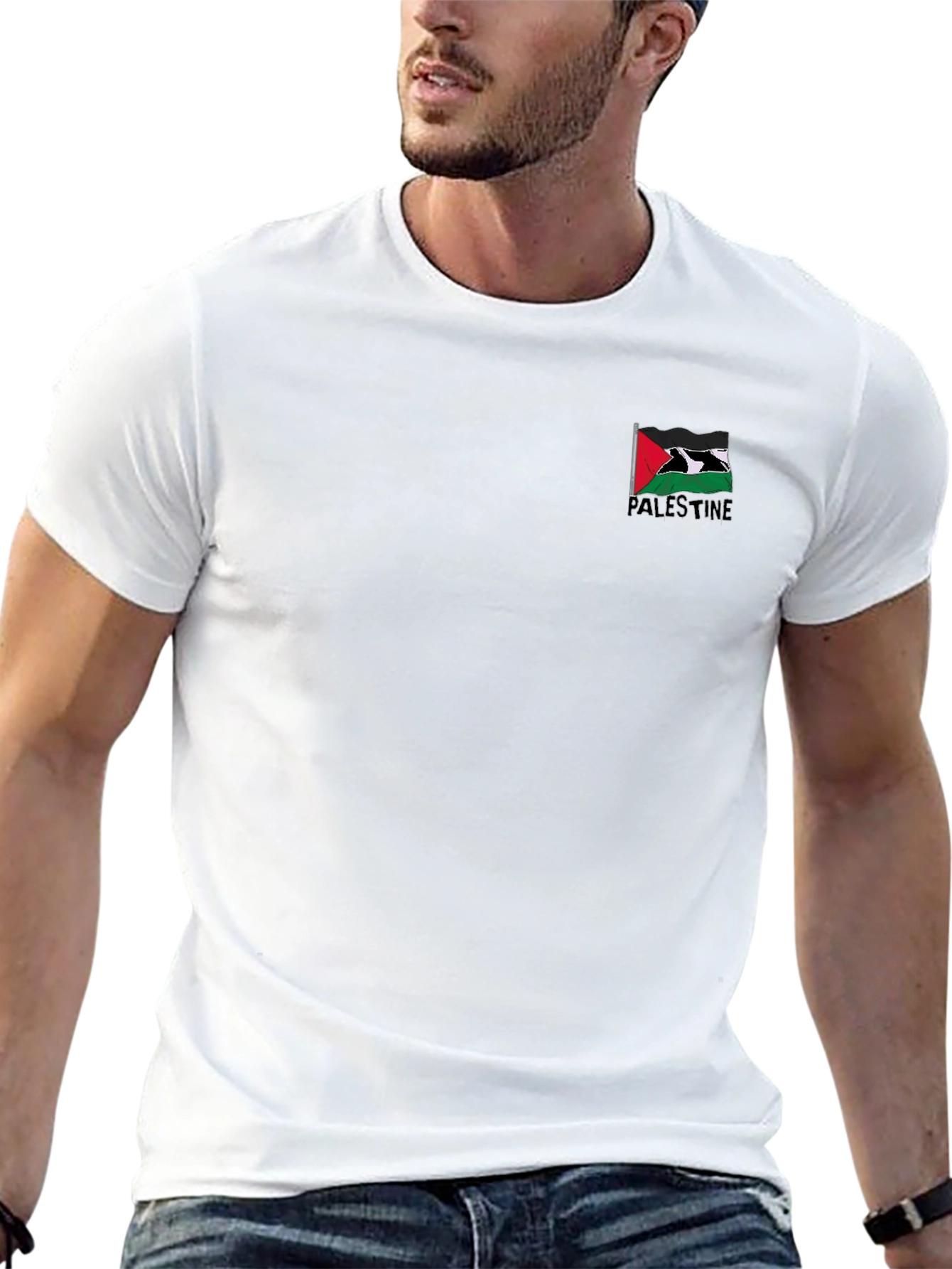 Palestine Flag Graphic Black T-Shirt
