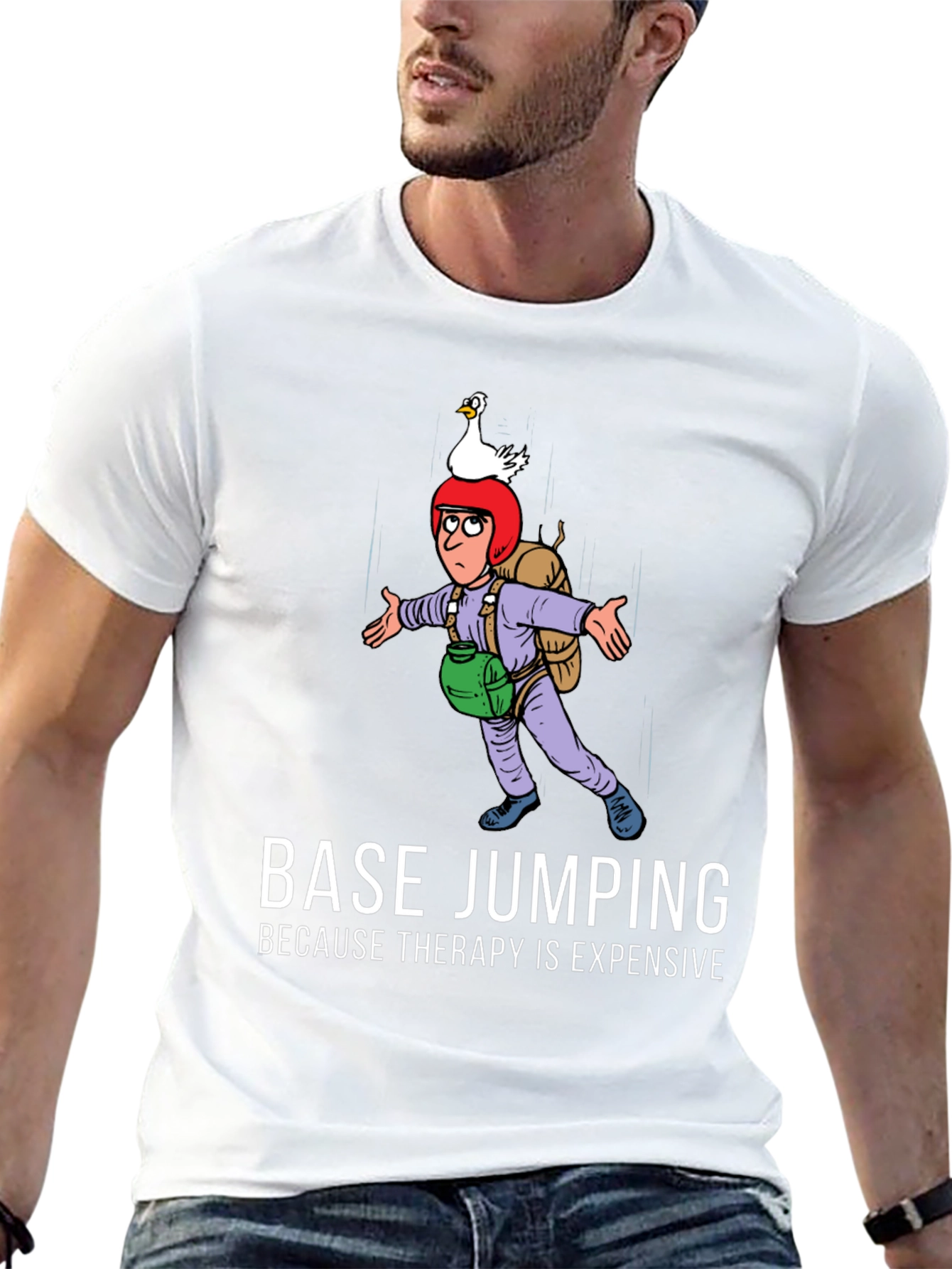 Base Jumping Therapy Funny Graphic Tee