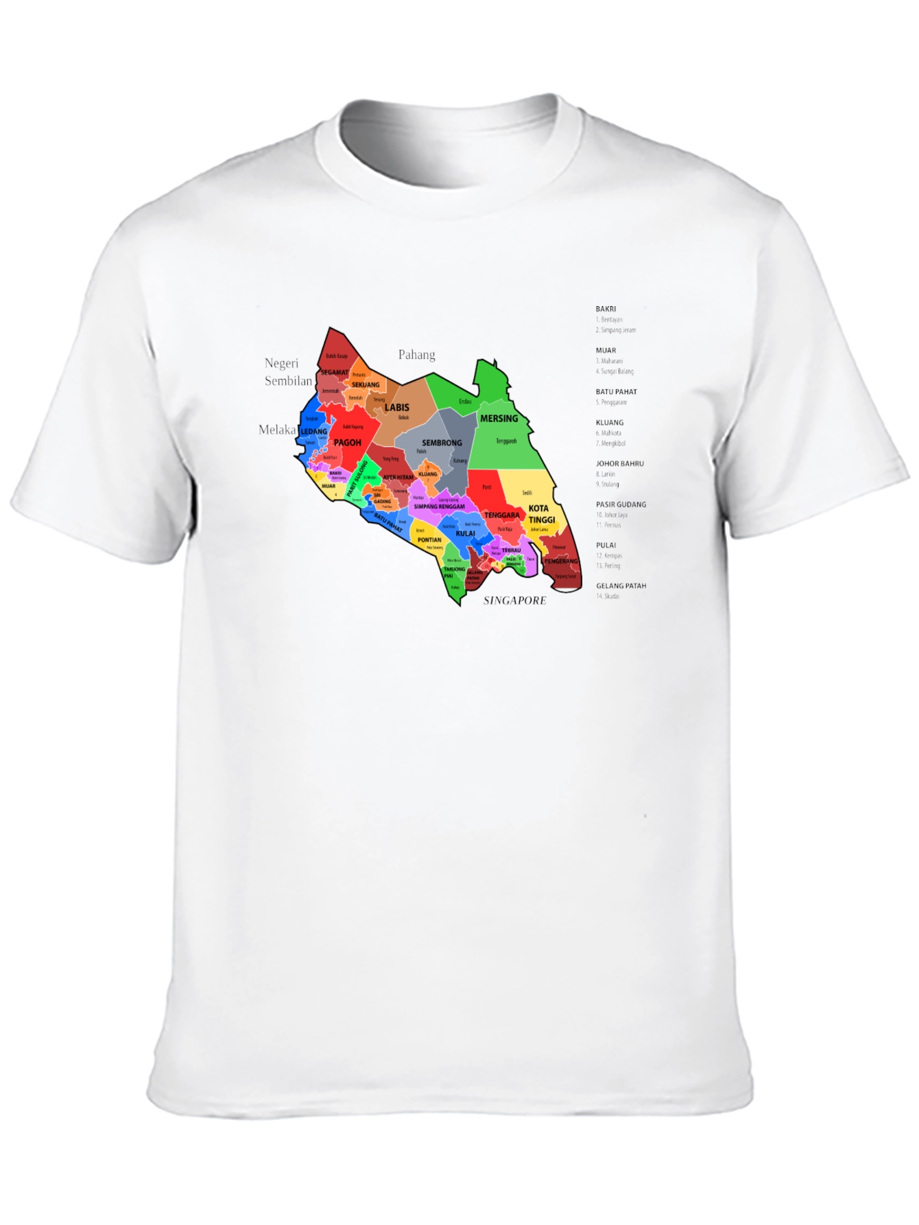 Johor Malaysia T-Shirt - Black District Map Design