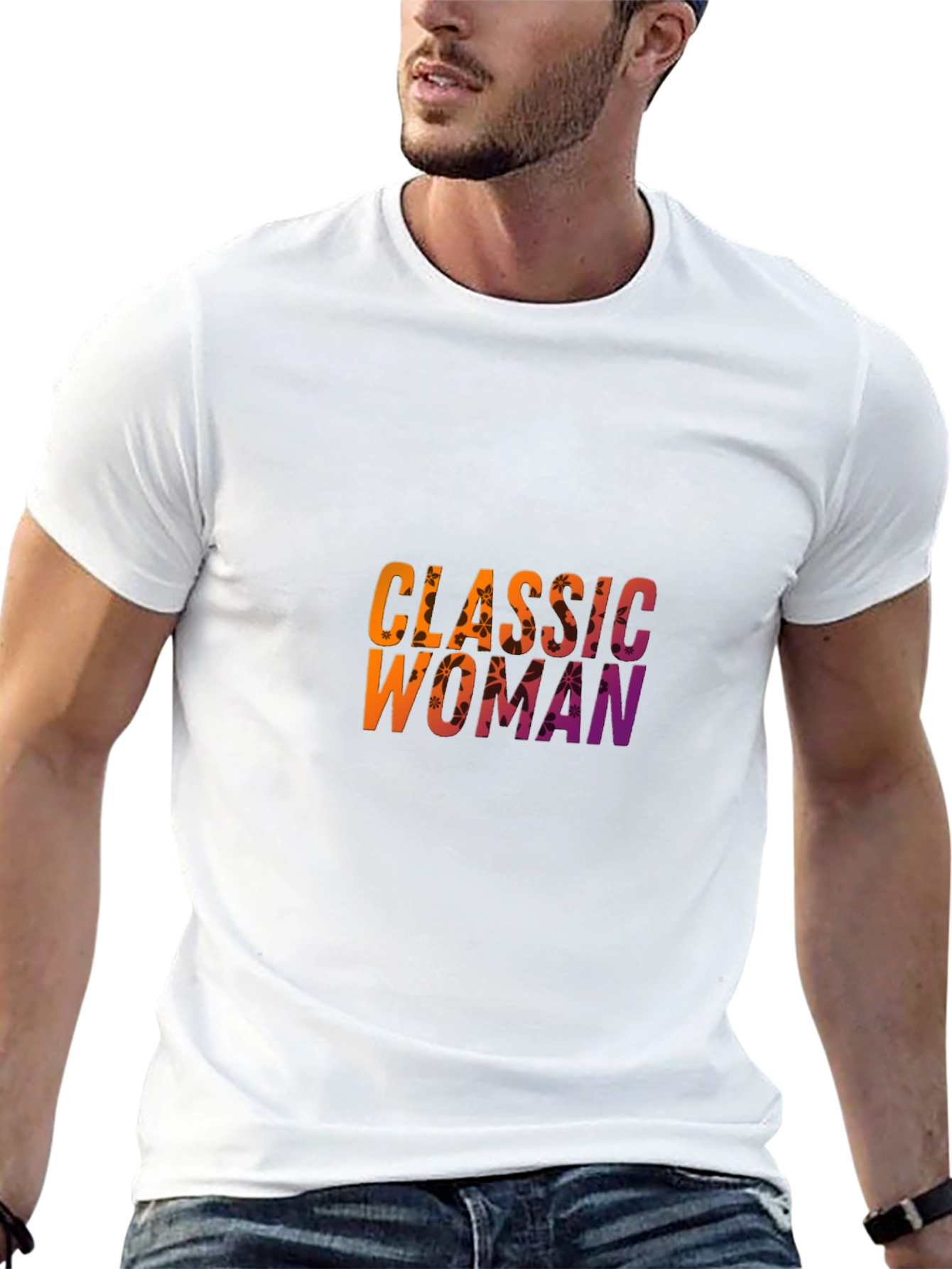 Classic Woman Graphic Print Black T-Shirt