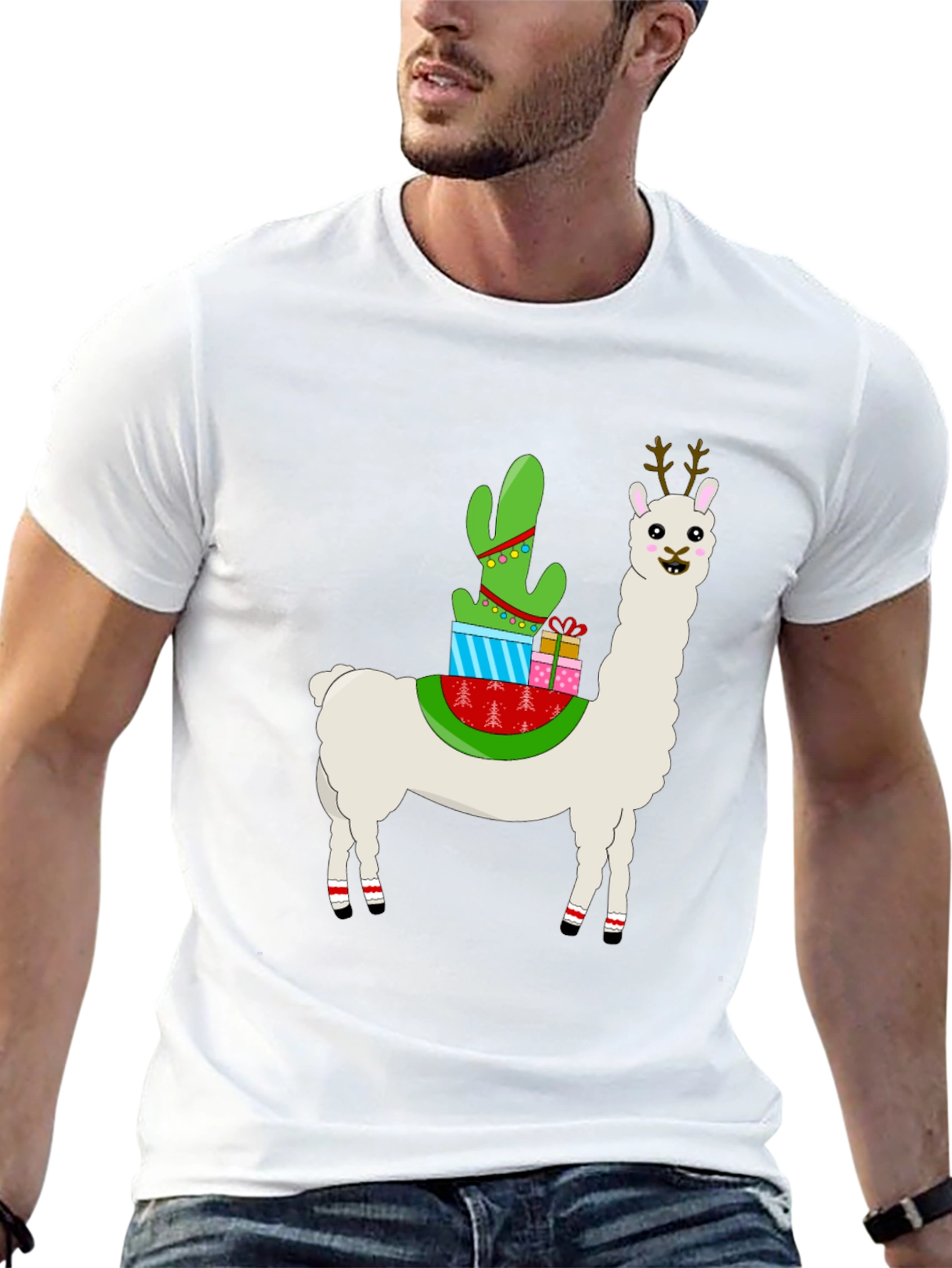 Christmas Llama Cactus Gift T-Shirt