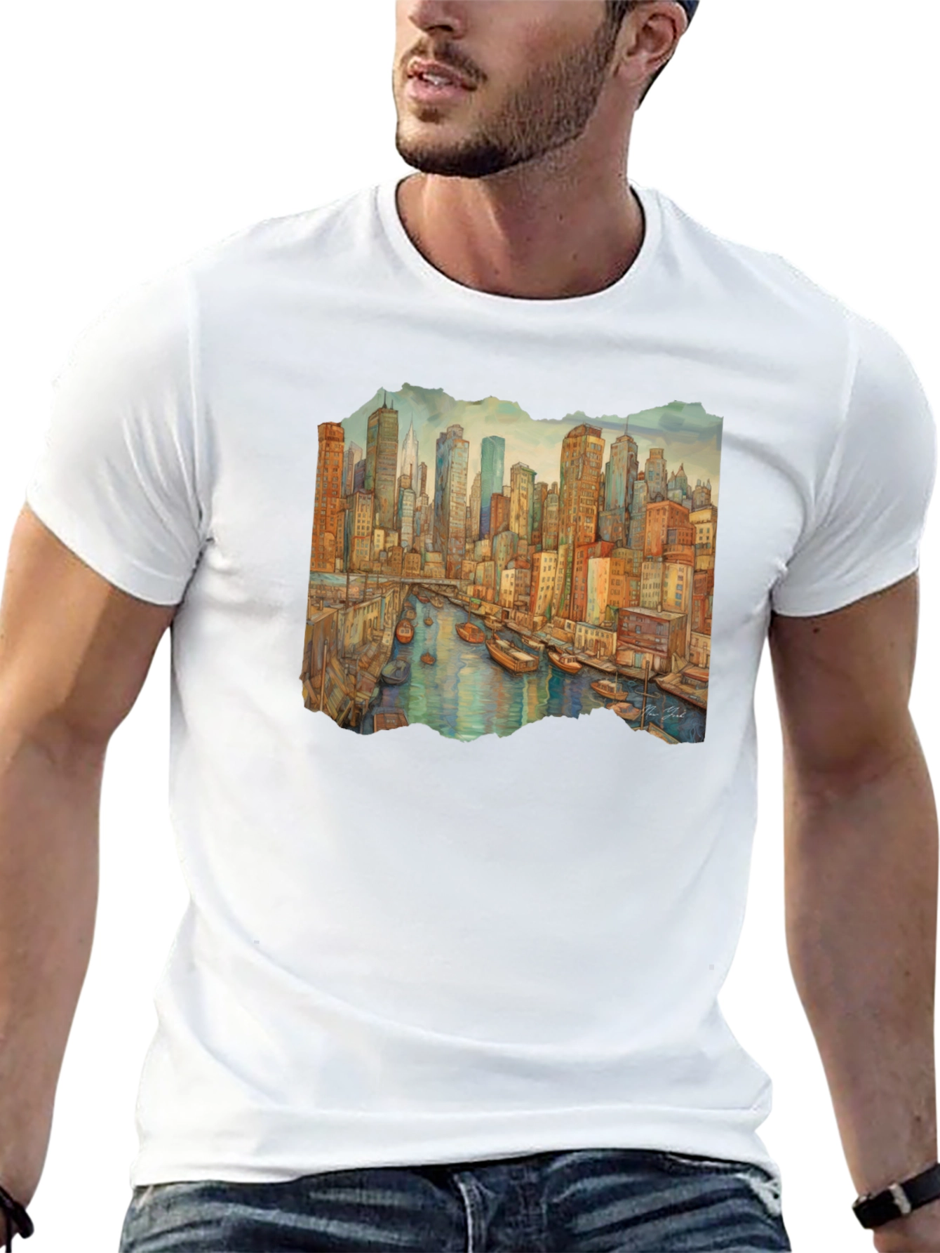 Cityscape Watercolor Graphic T-Shirt