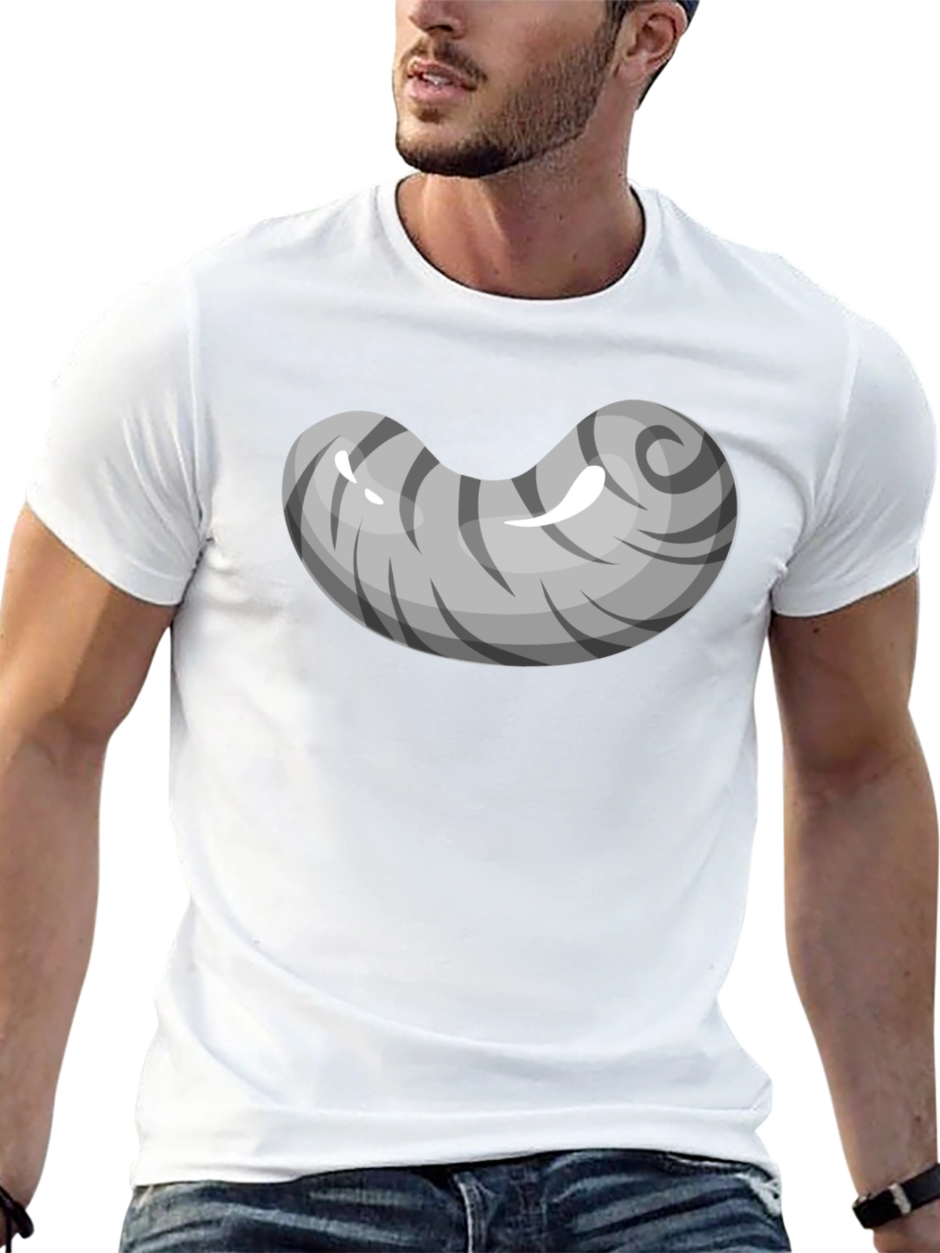 Grey Bean Graphic Tee - Soft Cotton Blend