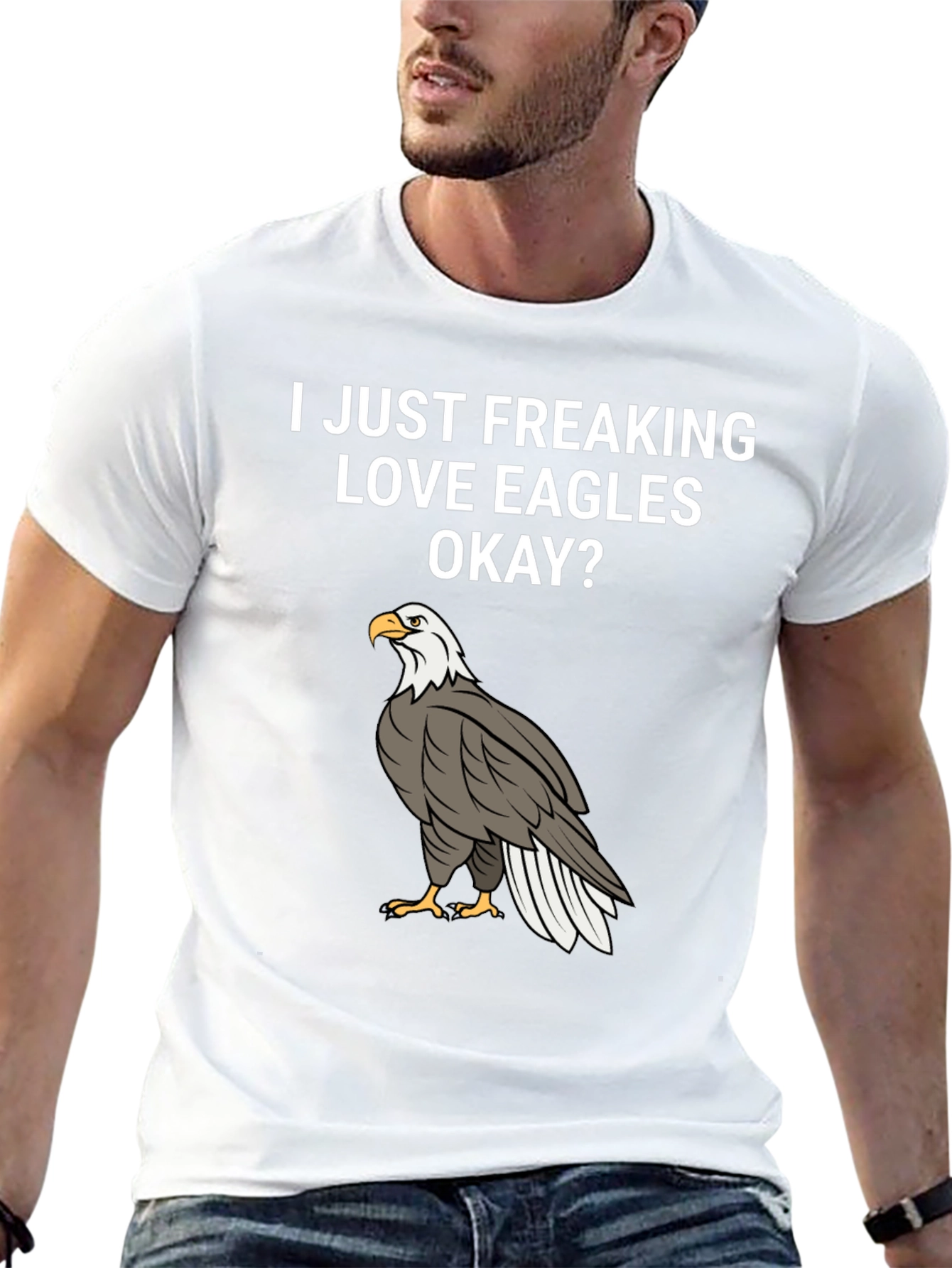 I Love Eagles T-Shirt - Black Cotton Graphic Tee