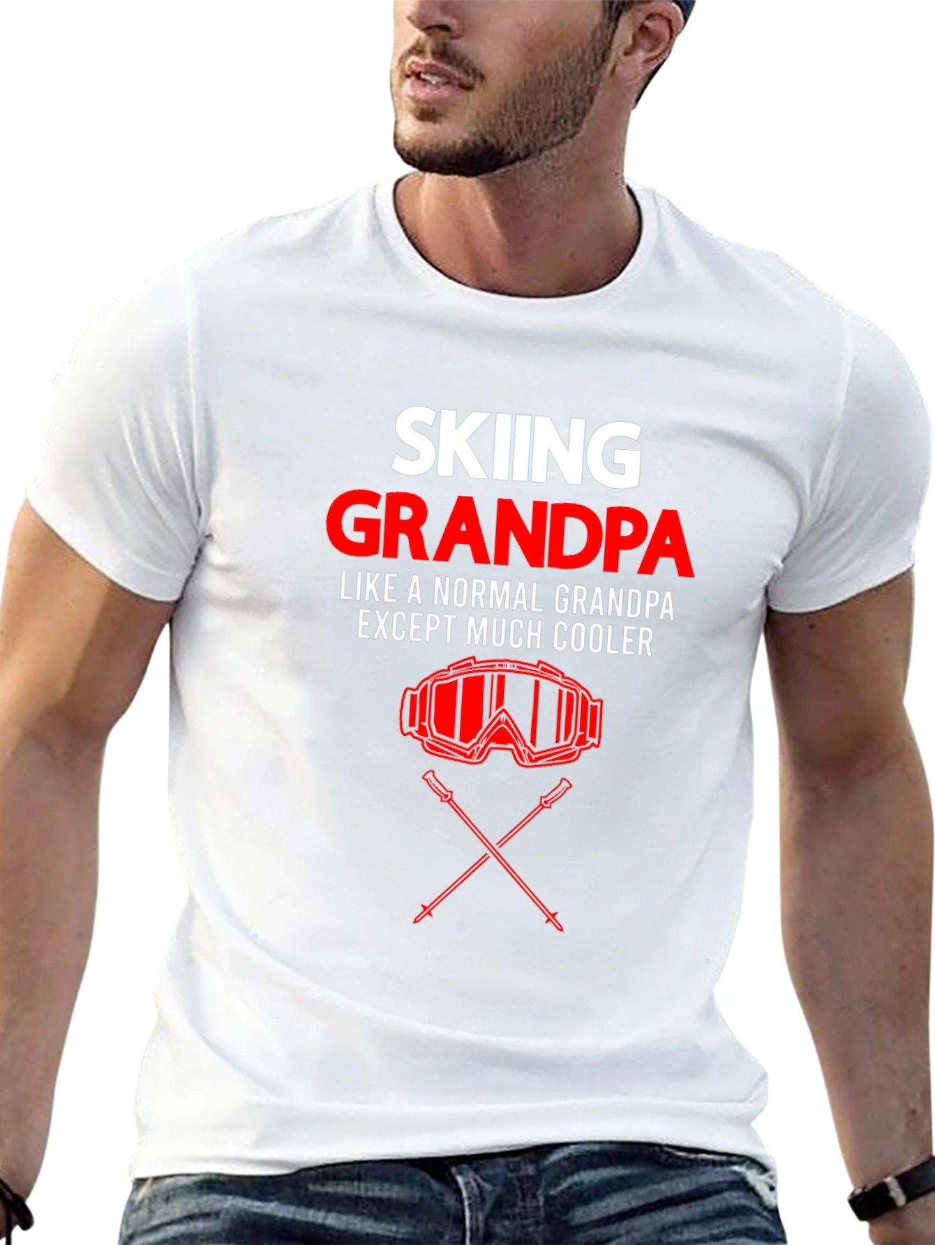 Skiing Grandpa T-Shirt - Cool Grandfather Gift